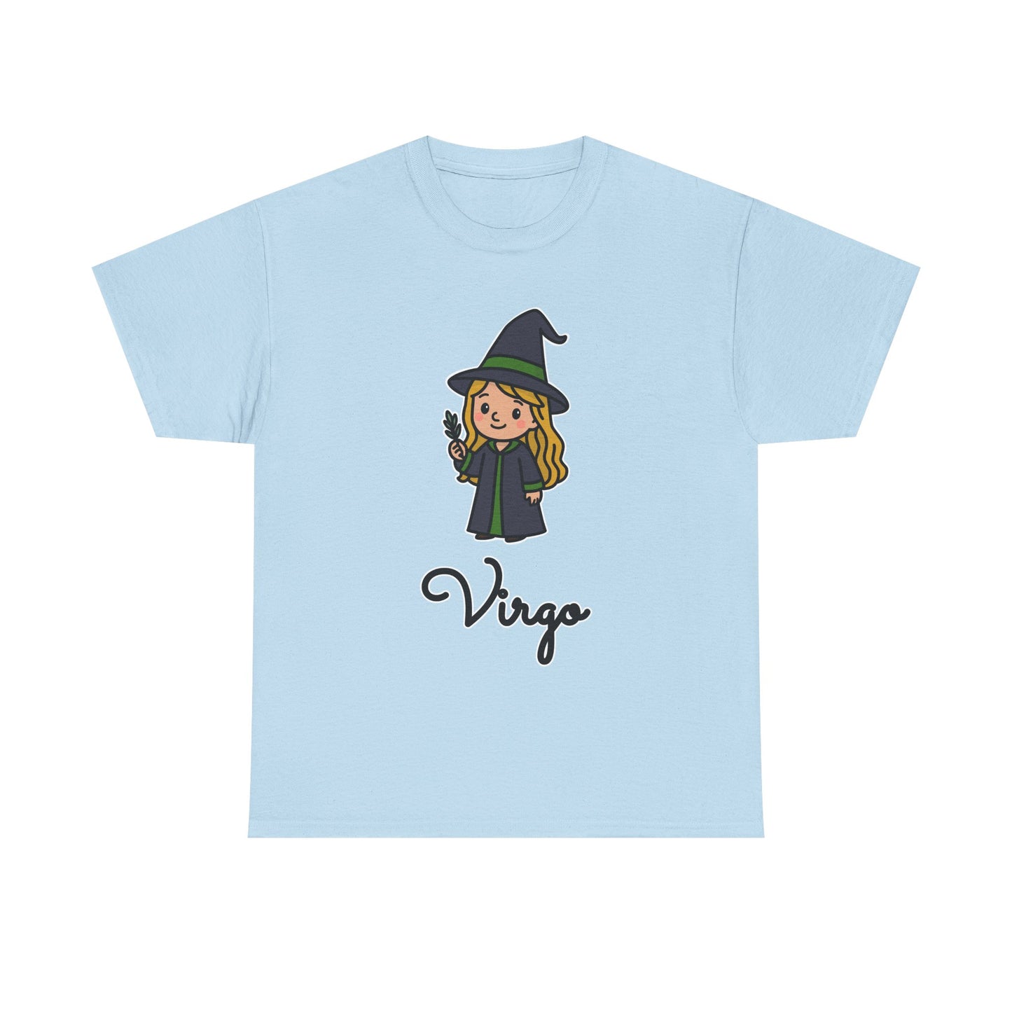 Virgo Astrology T-Shirt – Cute Cartoon Young Girl in Witch Hat Zodiac Graphic Tee
