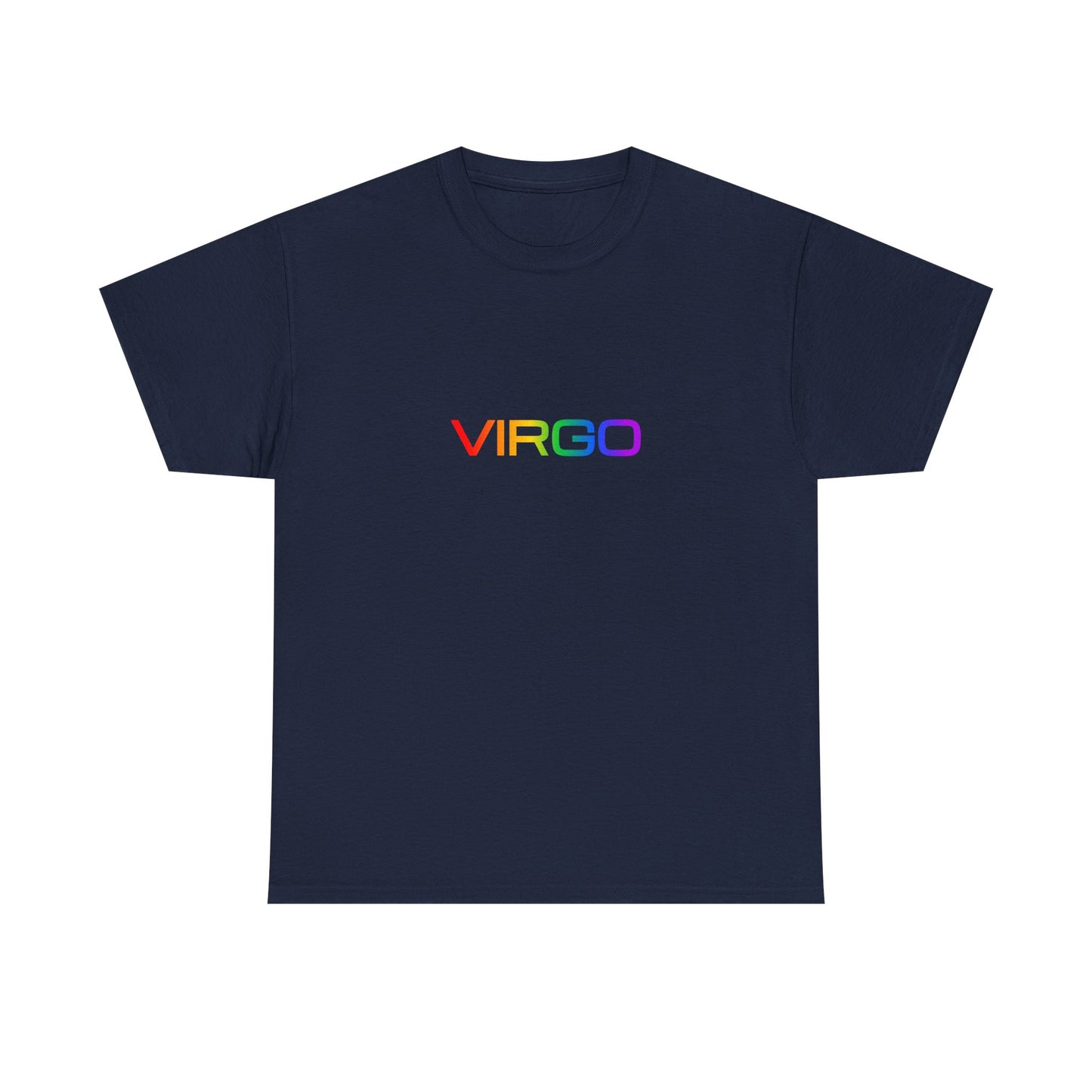 Virgo Zodiac Heavy Cotton Tee | Unisex Astrology Shirt, Classic Rainbow, Text Only
