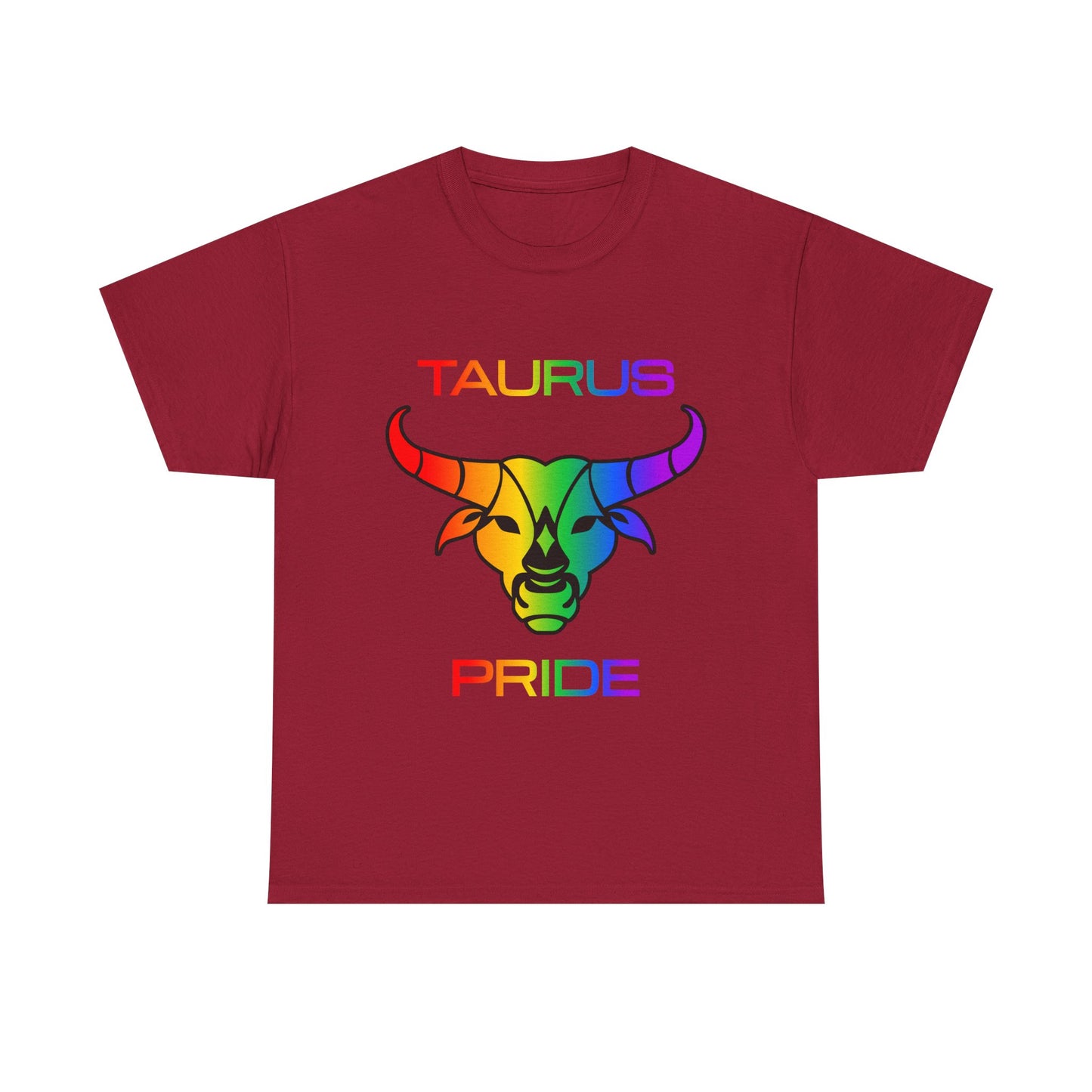 Taurus Zodiac Heavy Cotton Tee | Unisex Astrology Shirt, Classic Rainbow, Image with Text
