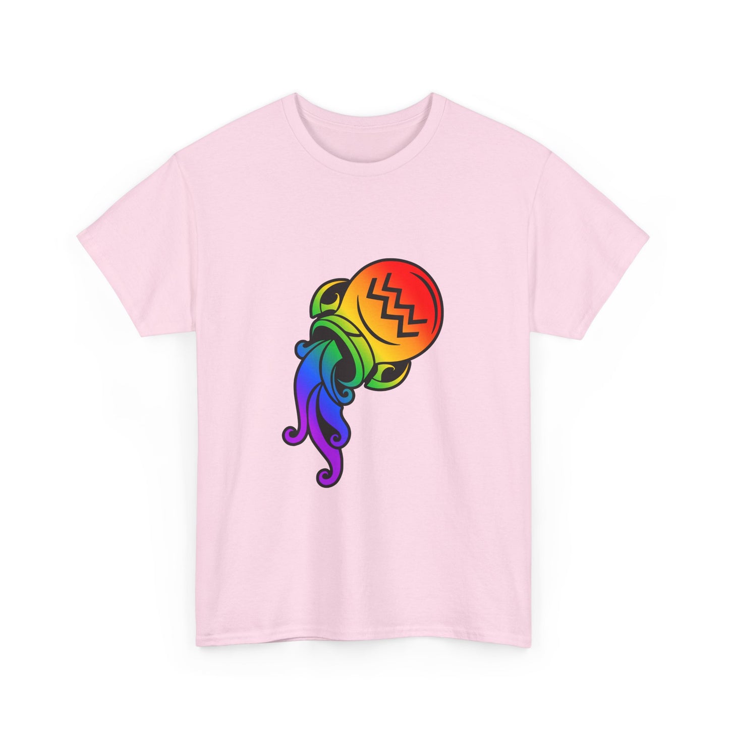 Aquarius Zodiac Heavy Cotton Tee | Unisex Astrology Shirt, Classic Rainbow, Image Only