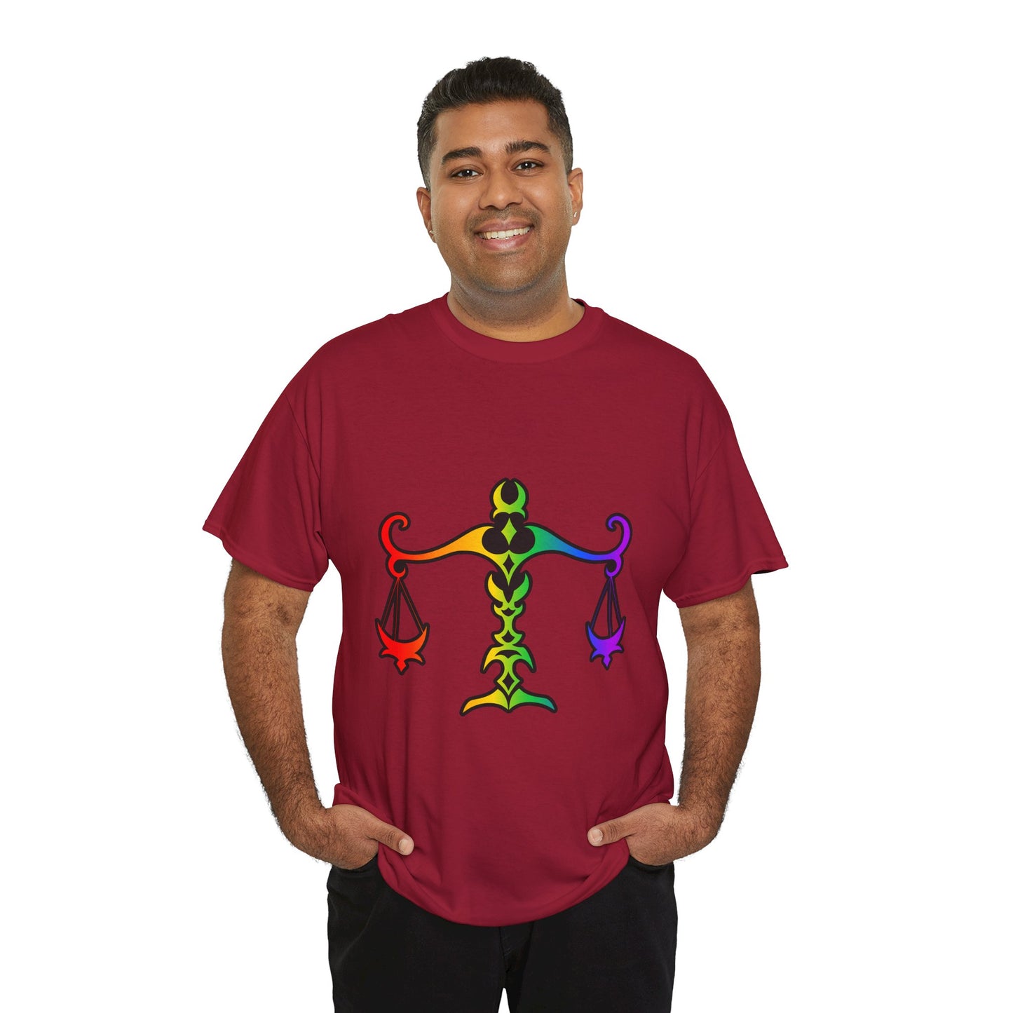 Libra Zodiac Heavy Cotton Tee | Unisex Astrology Shirt, Classic Rainbow, Image Only