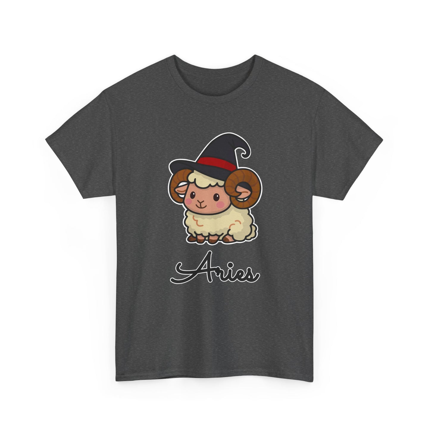 Aries Astrology T-Shirt – Cute Cartoon Ram in Witch Hat Zodiac Graphic Tee