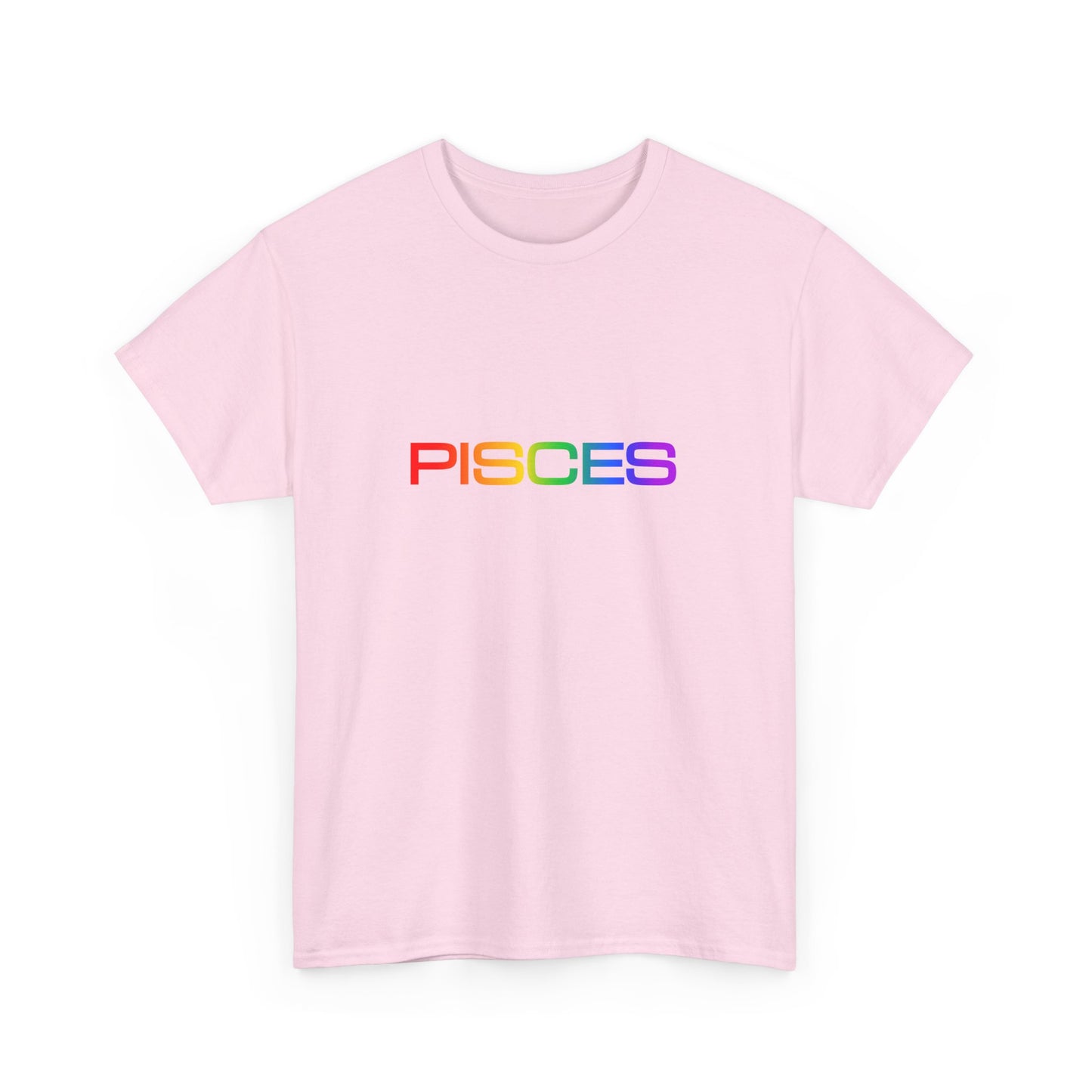 Pisces Zodiac Heavy Cotton Tee | Unisex Astrology Shirt, Classic Rainbow, Text Only