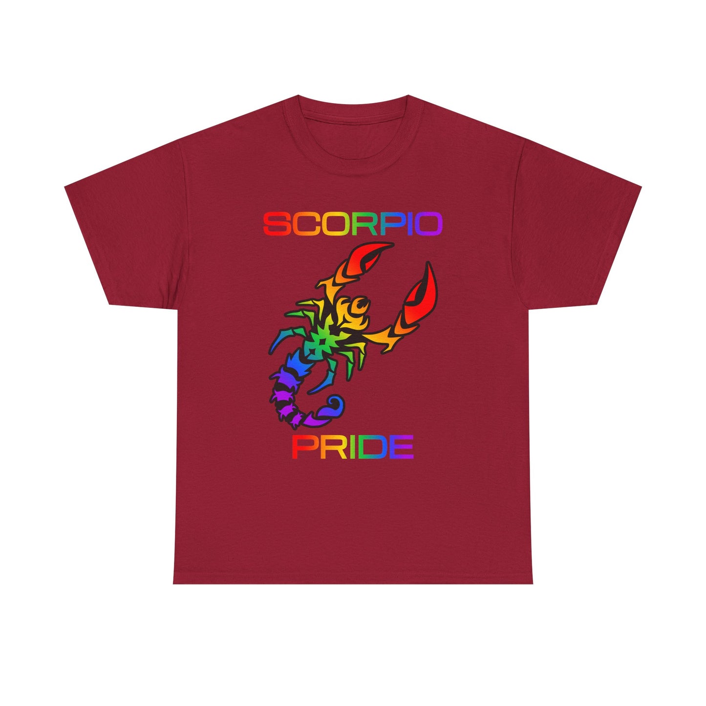 Scorpio Zodiac Heavy Cotton Tee | Unisex Astrology Shirt, Classic Rainbow, Image with Text