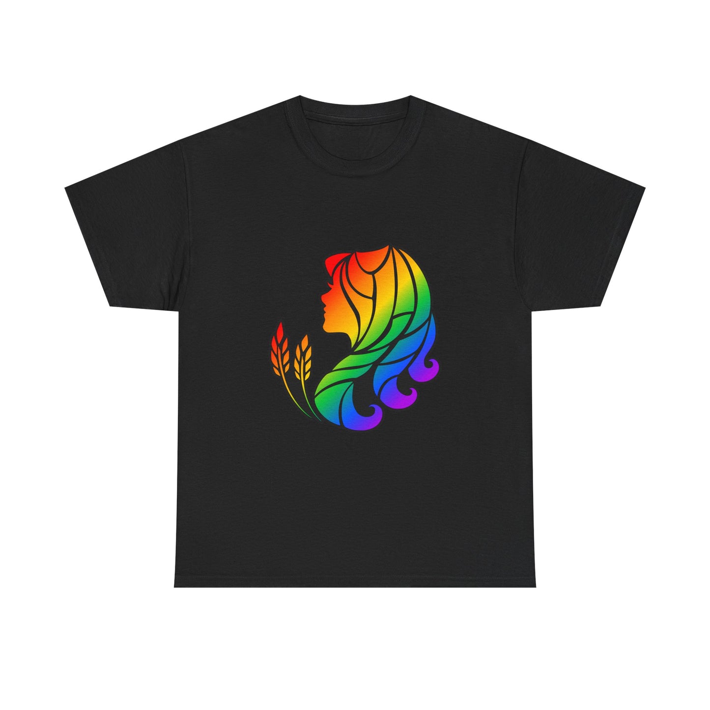 Virgo Zodiac Heavy Cotton Tee | Unisex Astrology Shirt, Classic Rainbow, Image Only