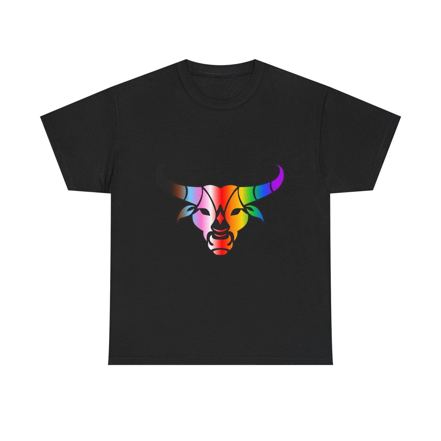 Taurus Zodiac Heavy Cotton Tee | Unisex Astrology Shirt, Progress Pride Flag Colors, Image Only