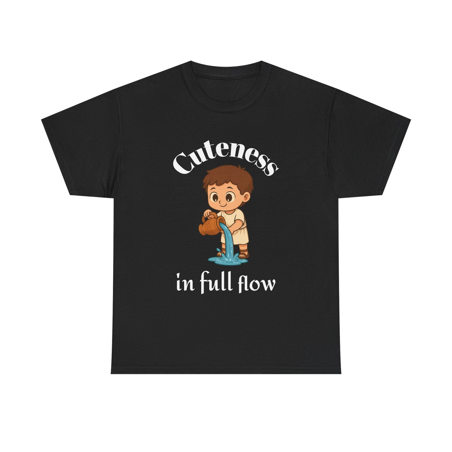 Cuteness in full flow - Adorable Aquarius Zodiac T-Shirt | Astrology Graphic Tee with Cartoon Water Bearer