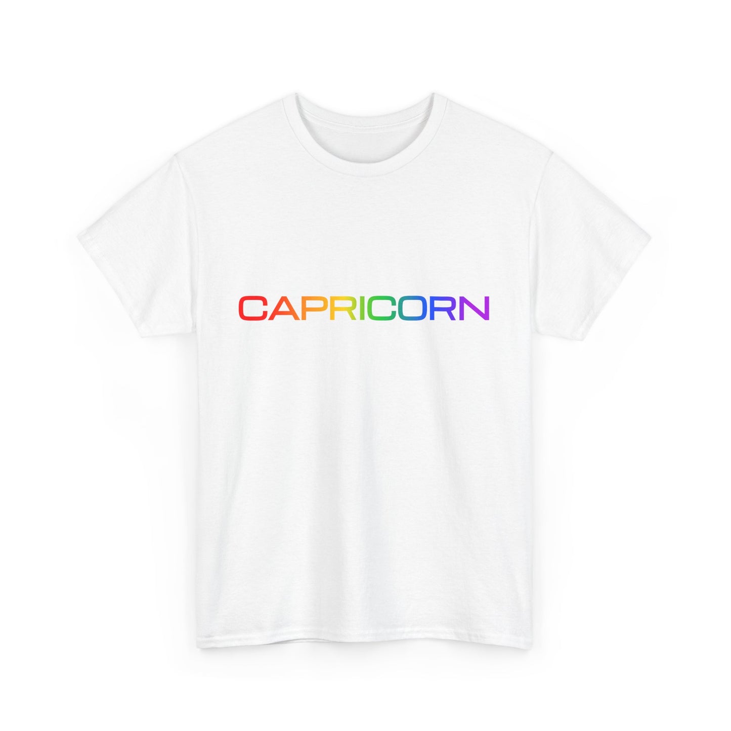 Capricorn Zodiac Heavy Cotton Tee | Unisex Astrology Shirt, Classic Rainbow, Text Only