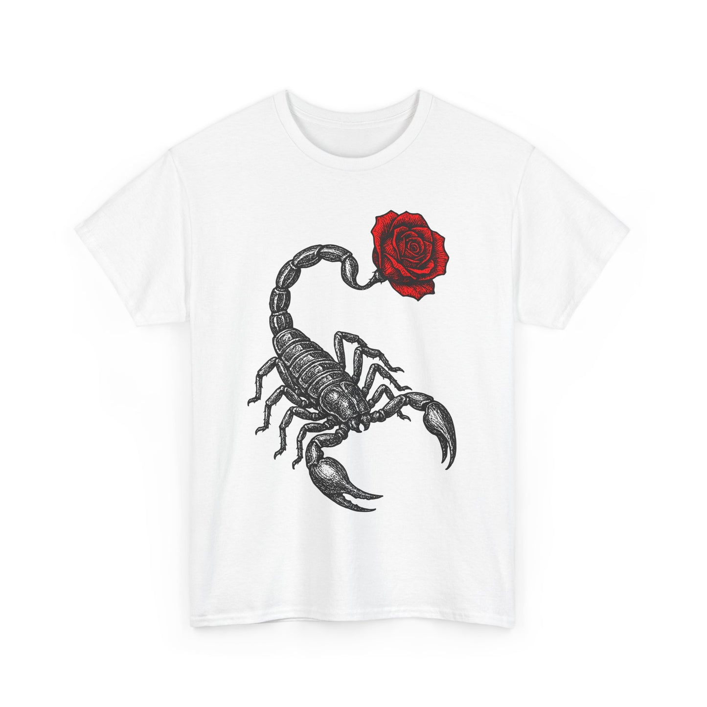 Scorpio Zodiac Heavy Cotton Tee | Unisex Astrology Shirt, Gothic Rose Image