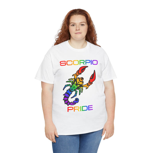 Scorpio Zodiac Heavy Cotton Tee | Unisex Astrology Shirt, Classic Rainbow, Image with Text