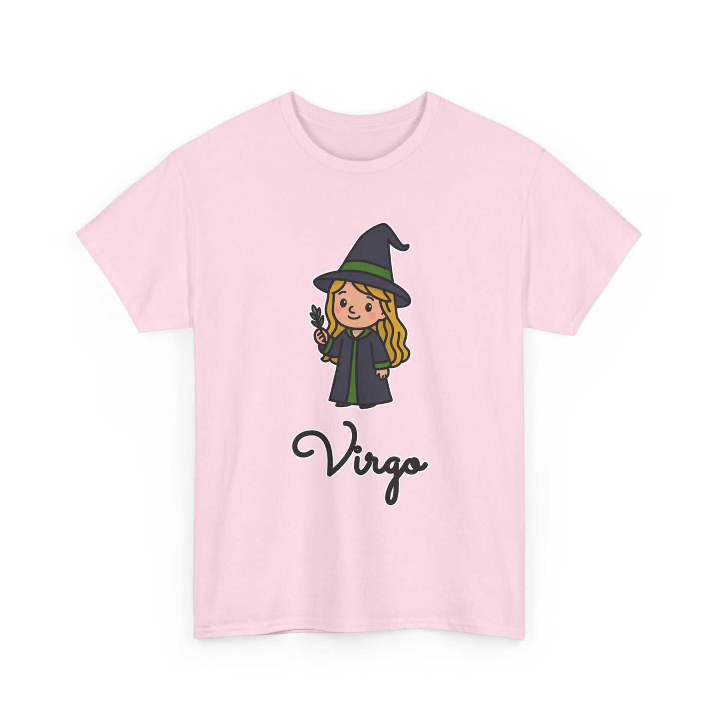 Virgo Astrology T-Shirt – Cute Cartoon Young Girl in Witch Hat Zodiac Graphic Tee