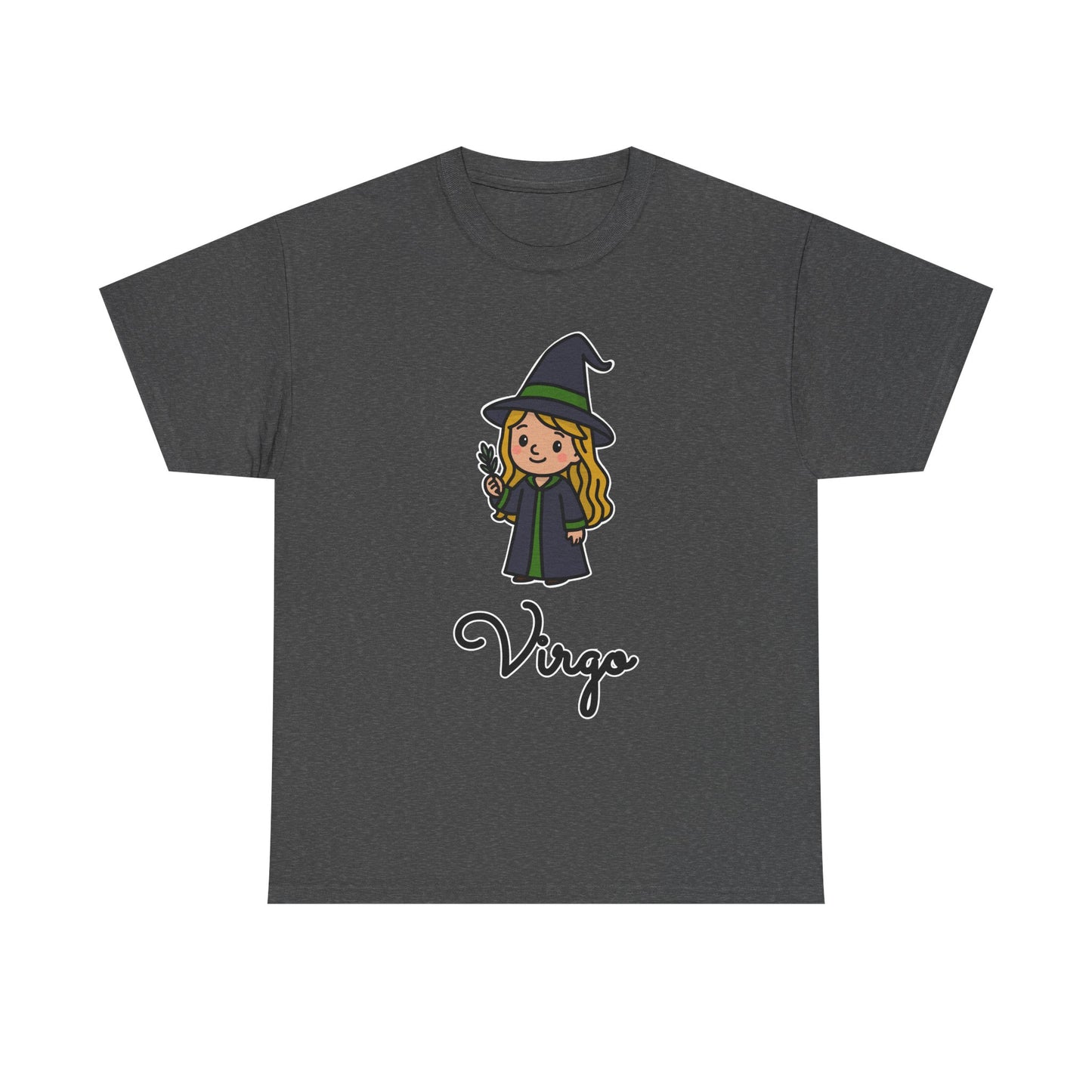 Virgo Astrology T-Shirt – Cute Cartoon Young Girl in Witch Hat Zodiac Graphic Tee