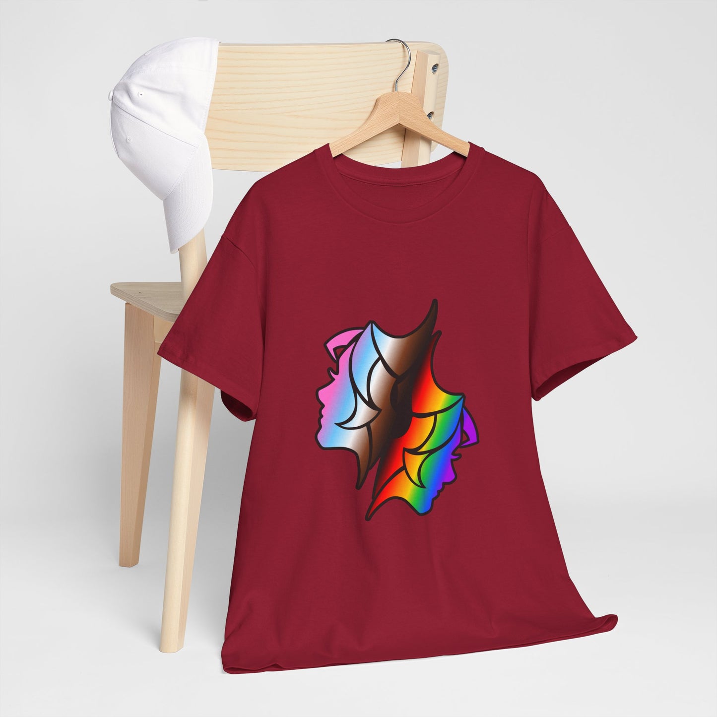 Gemini Zodiac Heavy Cotton Tee | Unisex Astrology Shirt, Progress Pride Flag Colors, Image Only