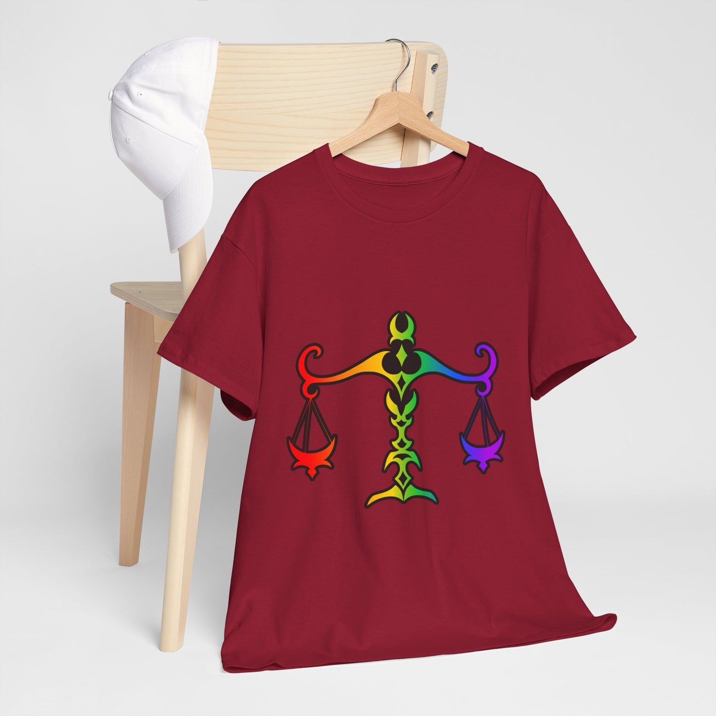 Libra Zodiac Heavy Cotton Tee | Unisex Astrology Shirt, Classic Rainbow, Image Only