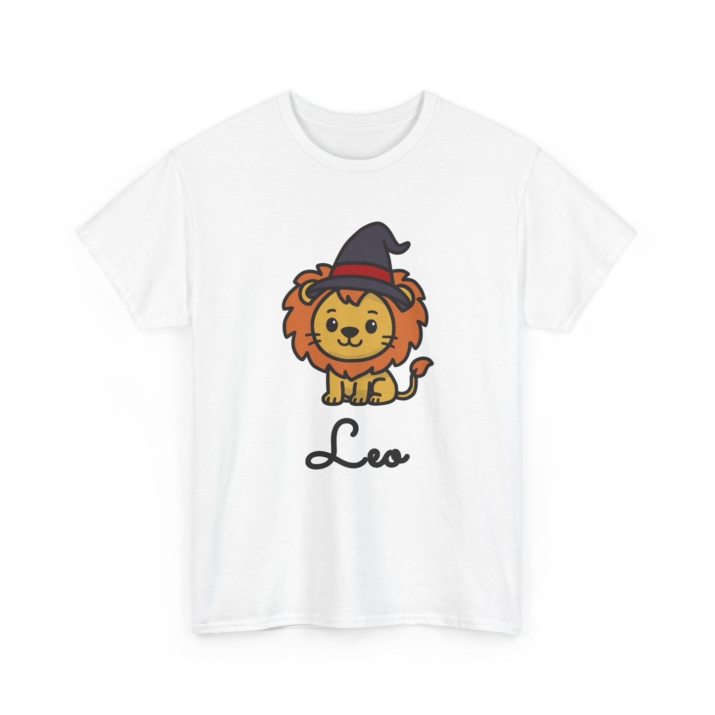Leo Astrology T-Shirt – Cute Cartoon Lion in Witch Hat Zodiac Graphic Tee