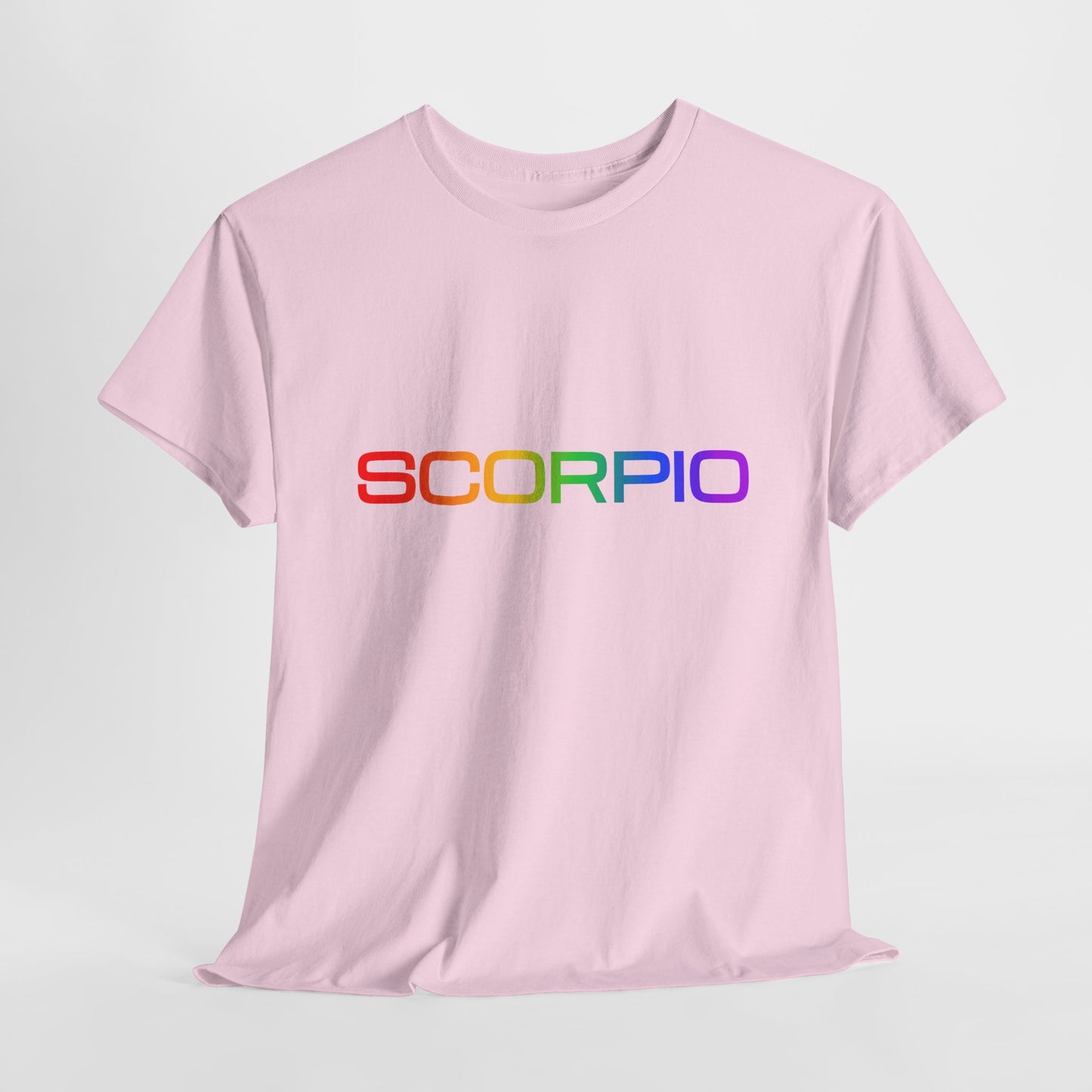 Scorpio Zodiac Heavy Cotton Tee | Unisex Astrology Shirt, Classic Rainbow, Text Only