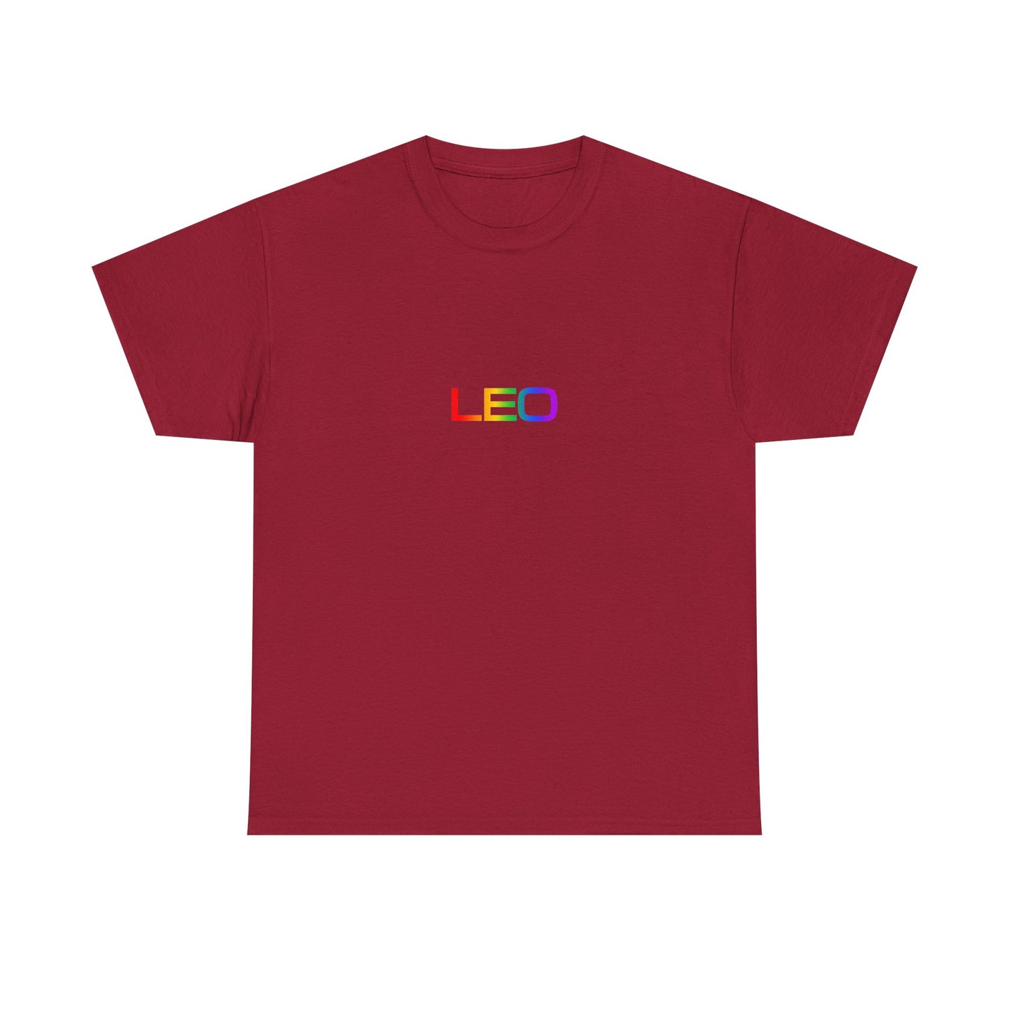 Leo Zodiac Heavy Cotton Tee | Unisex Astrology Shirt, Classic Rainbow, Text Only