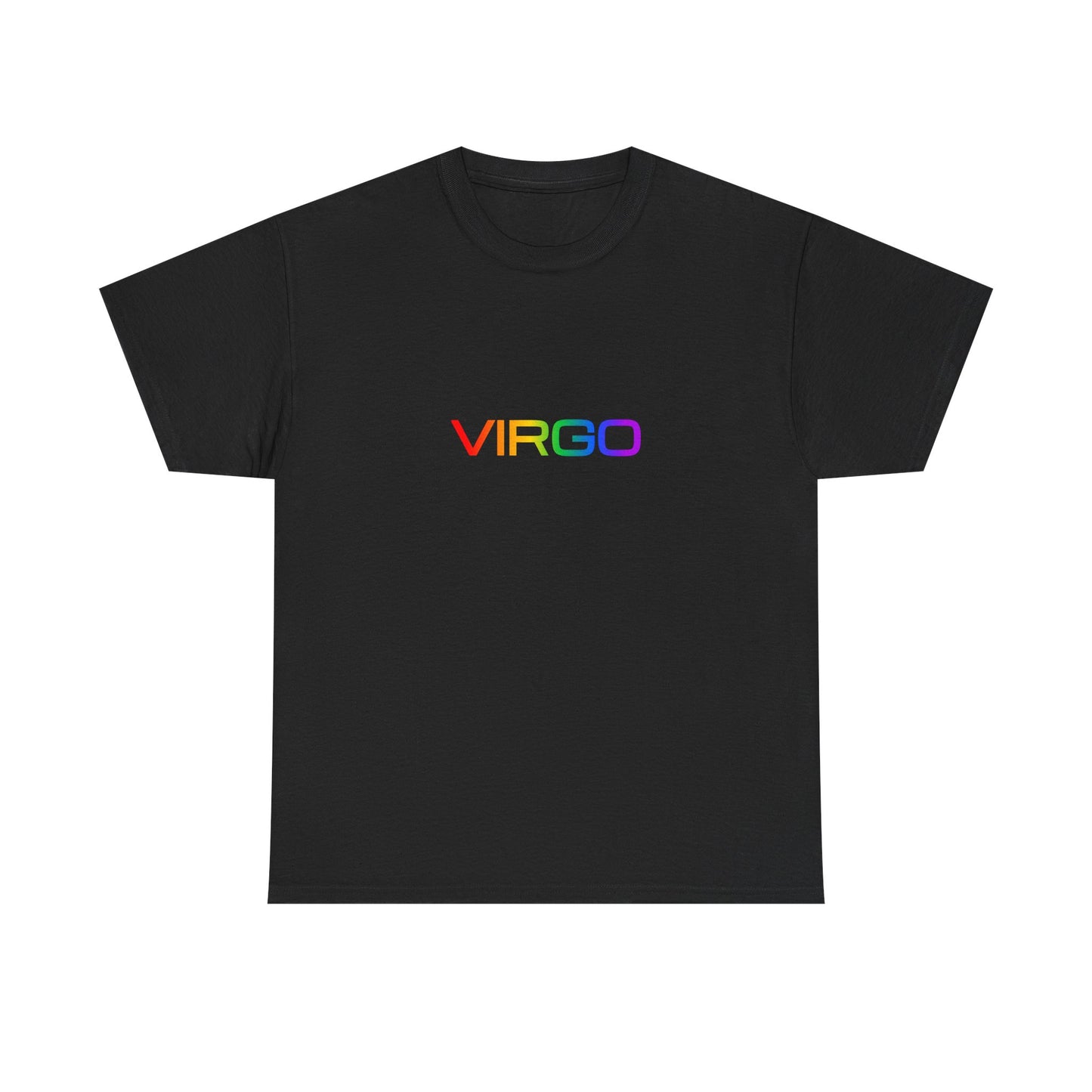 Virgo Zodiac Heavy Cotton Tee | Unisex Astrology Shirt, Classic Rainbow, Text Only