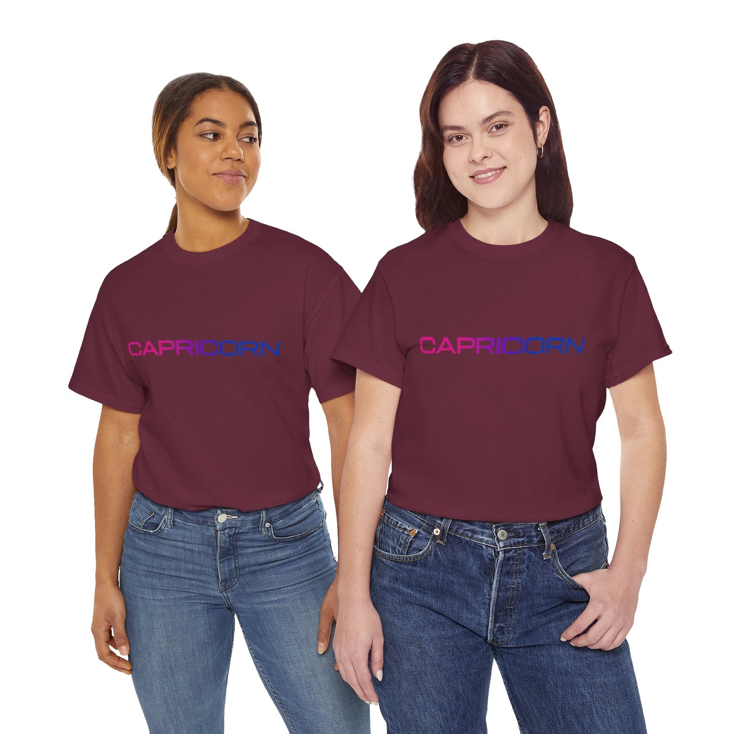 Capricorn Zodiac Heavy Cotton Tee | Unisex Astrology Shirt, Bisexual Flag Colors, Text Only