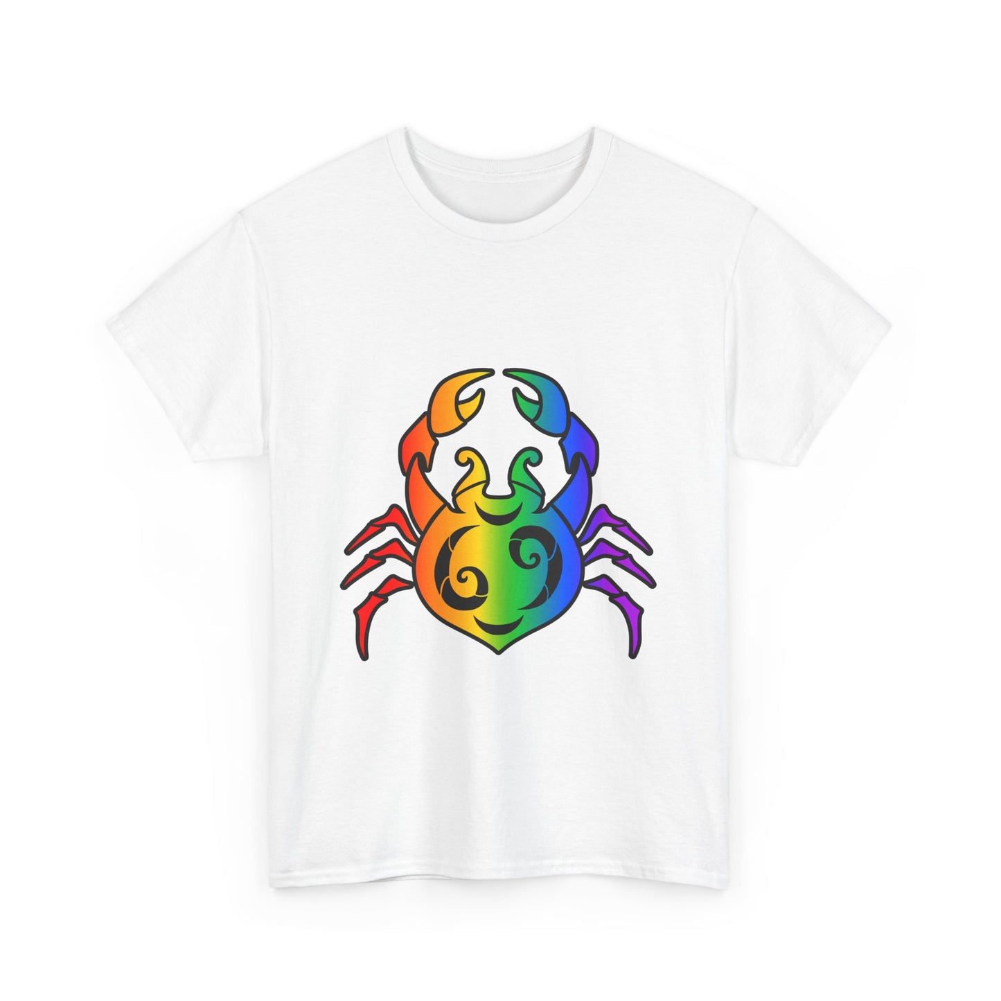 Cancer Zodiac Heavy Cotton Tee | Unisex Astrology Shirt, Classic Rainbow, Image Only