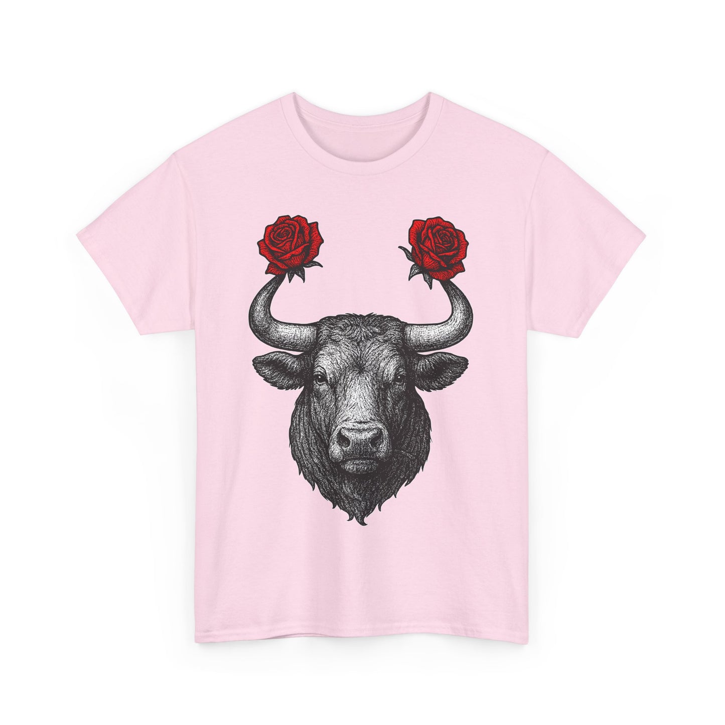 Taurus Zodiac Heavy Cotton Tee | Unisex Astrology Shirt, Gothic Rose Image