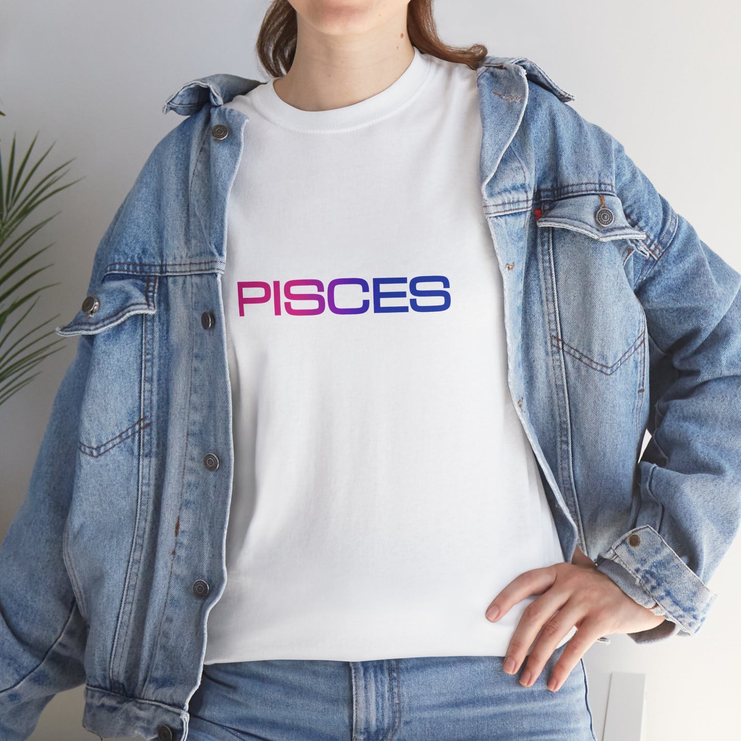 Pisces Zodiac Heavy Cotton Tee | Unisex Astrology Shirt, Bisexual Flag Colors, Text Only