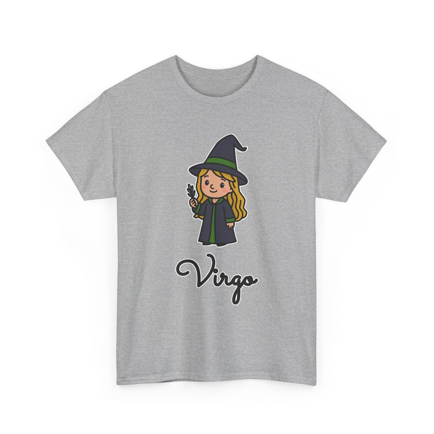 Virgo Astrology T-Shirt – Cute Cartoon Young Girl in Witch Hat Zodiac Graphic Tee