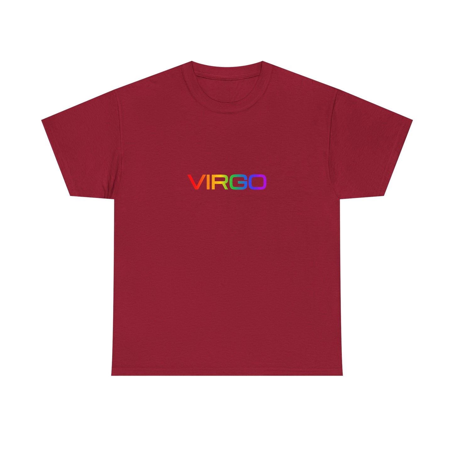 Virgo Zodiac Heavy Cotton Tee | Unisex Astrology Shirt, Classic Rainbow, Text Only