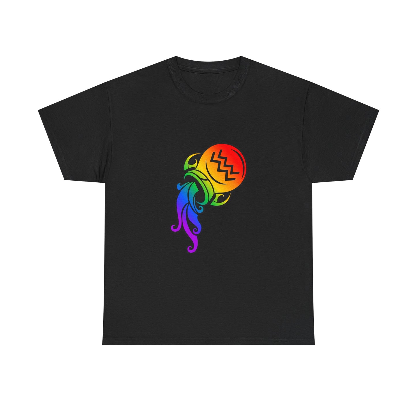 Aquarius Zodiac Heavy Cotton Tee | Unisex Astrology Shirt, Classic Rainbow, Image Only