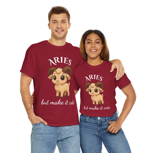 Aries but Make It Cute – Adorable Aries Zodiac T-Shirt | Astrology Graphic Tee with Cartoon Ram 🐏