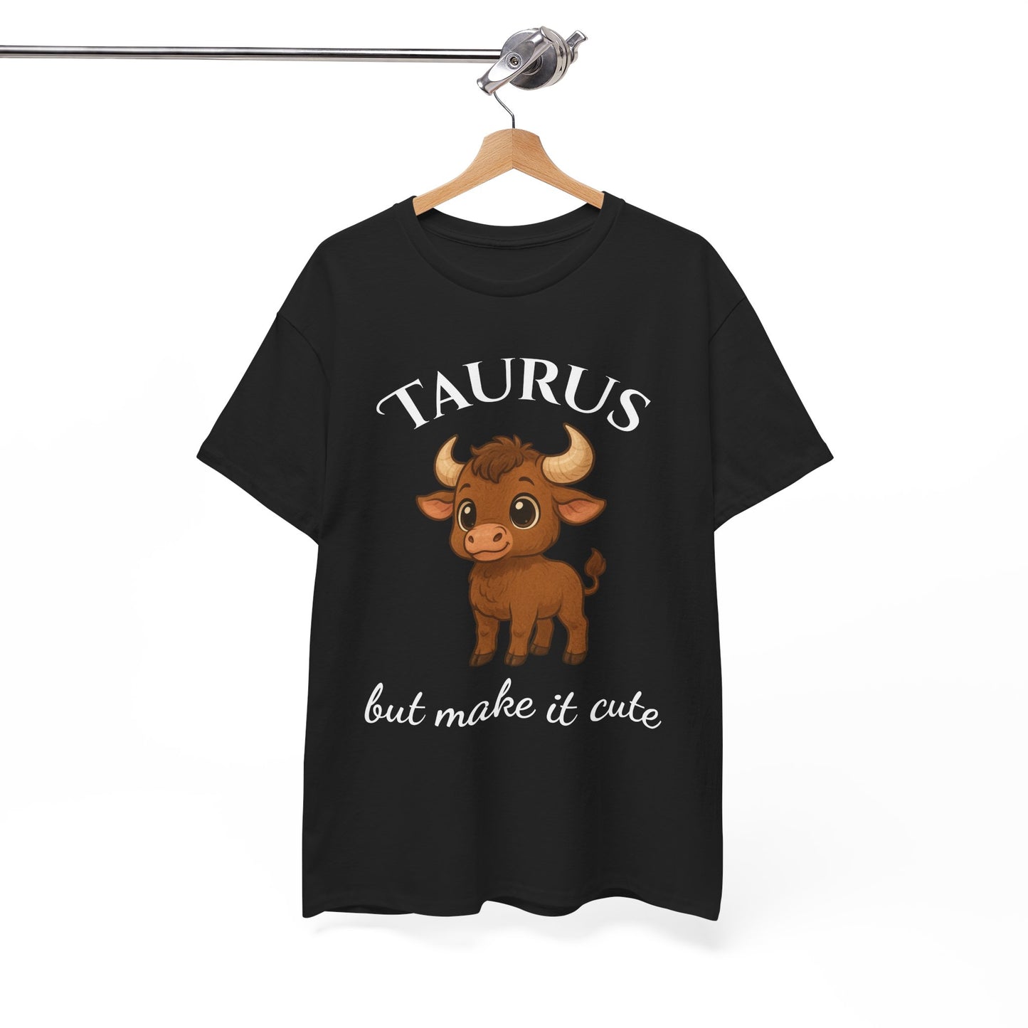 Taurus but Make It Cute – Adorable Taurus Zodiac T-Shirt | Astrology Graphic Tee with Cartoon Bull 🐂