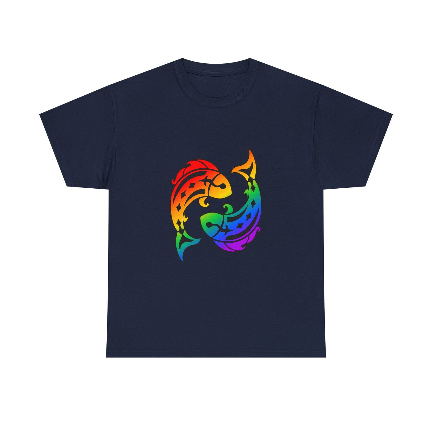Pisces Zodiac Heavy Cotton Tee | Unisex Astrology Shirt, Classic Rainbow, Image Only