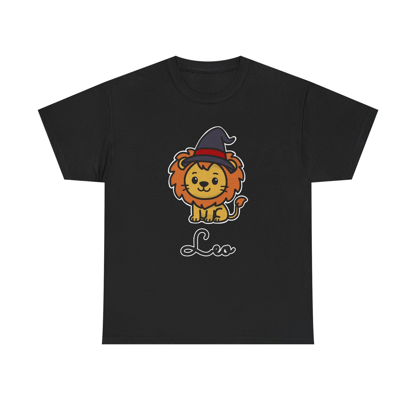 Leo Astrology T-Shirt – Cute Cartoon Lion in Witch Hat Zodiac Graphic Tee