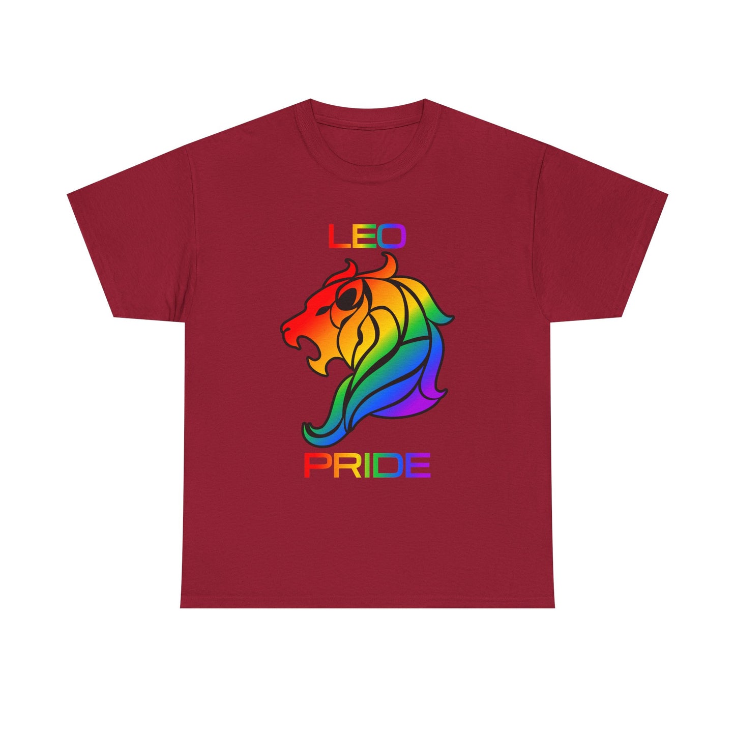 Leo Zodiac Heavy Cotton Tee | Unisex Astrology Shirt, Classic Rainbow, Image with Text