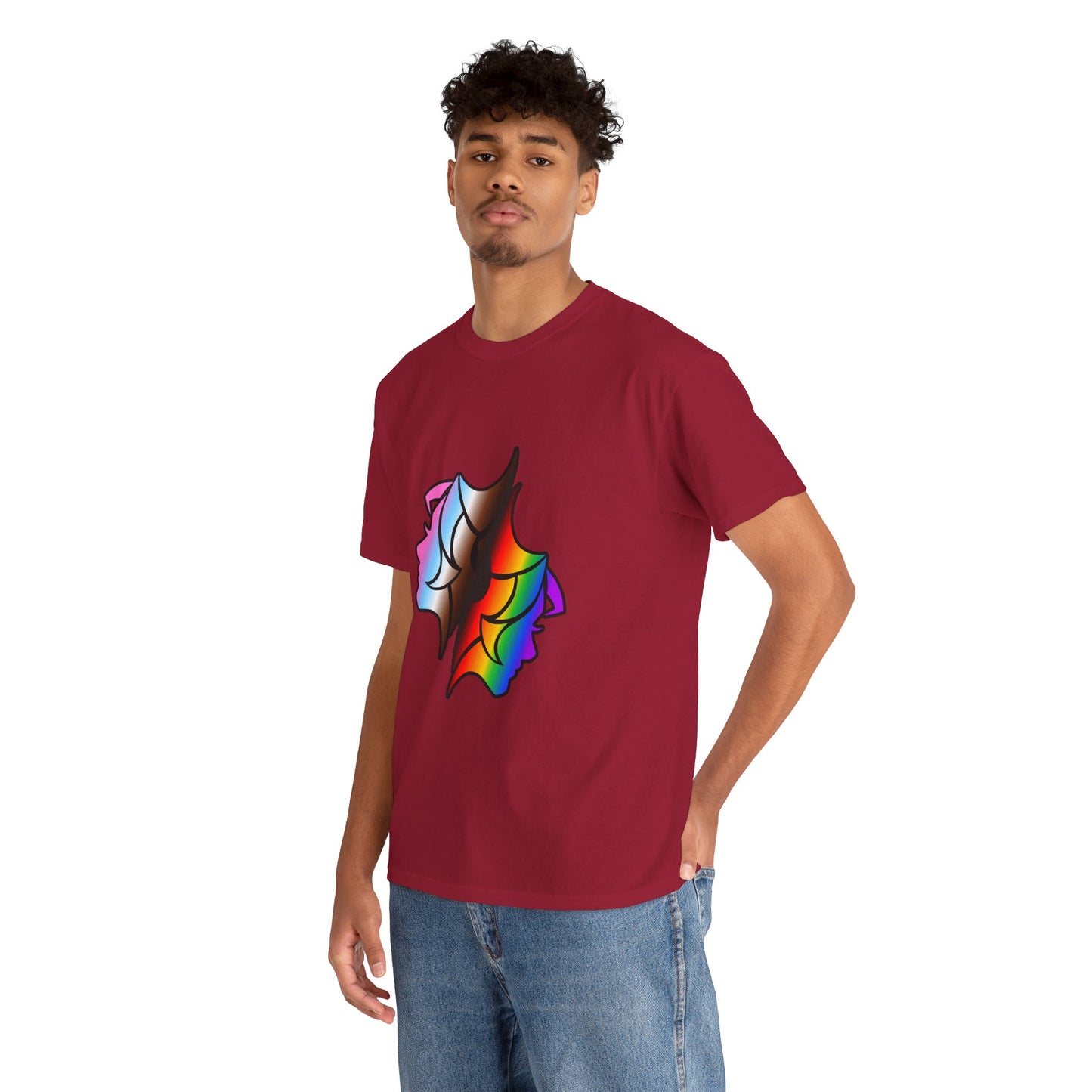 Gemini Zodiac Heavy Cotton Tee | Unisex Astrology Shirt, Progress Pride Flag Colors, Image Only