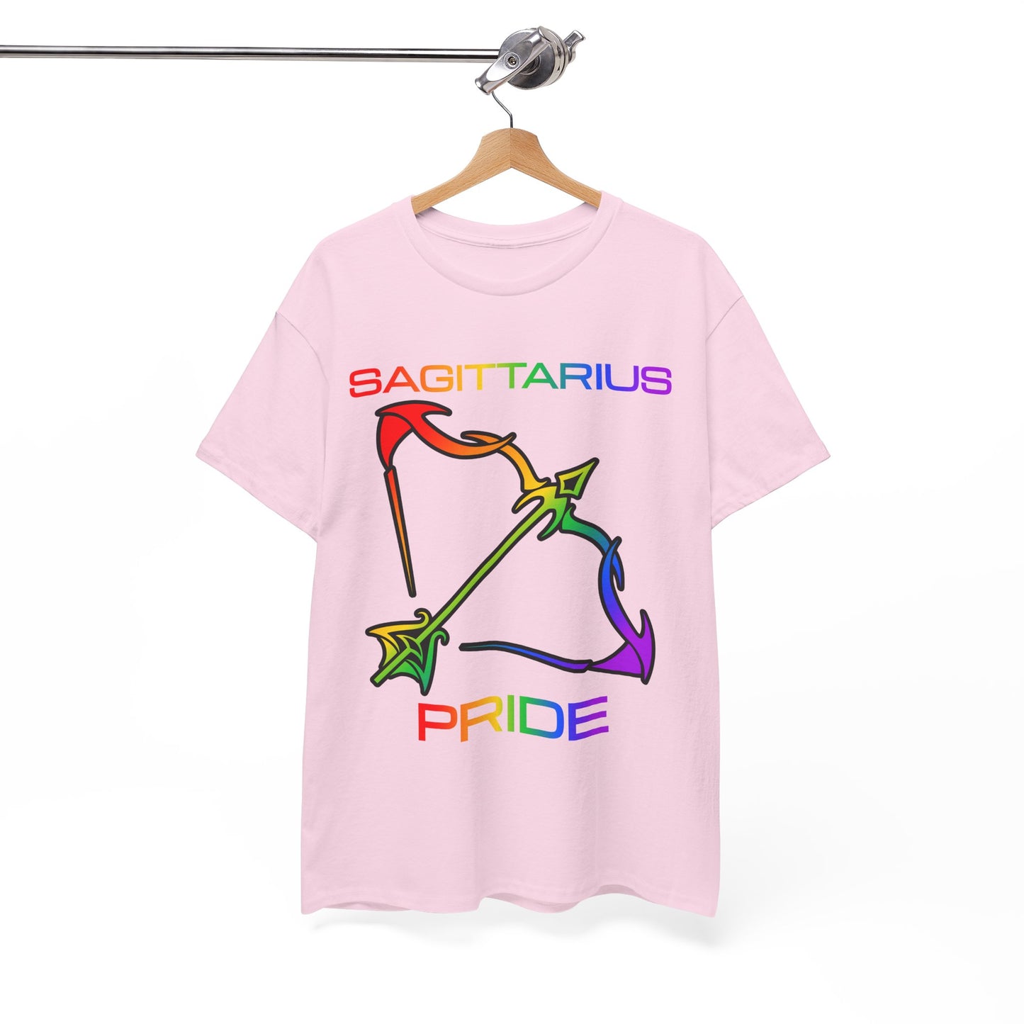 Sagittarius Zodiac Heavy Cotton Tee | Unisex Astrology Shirt, Classic Rainbow, Image with Text