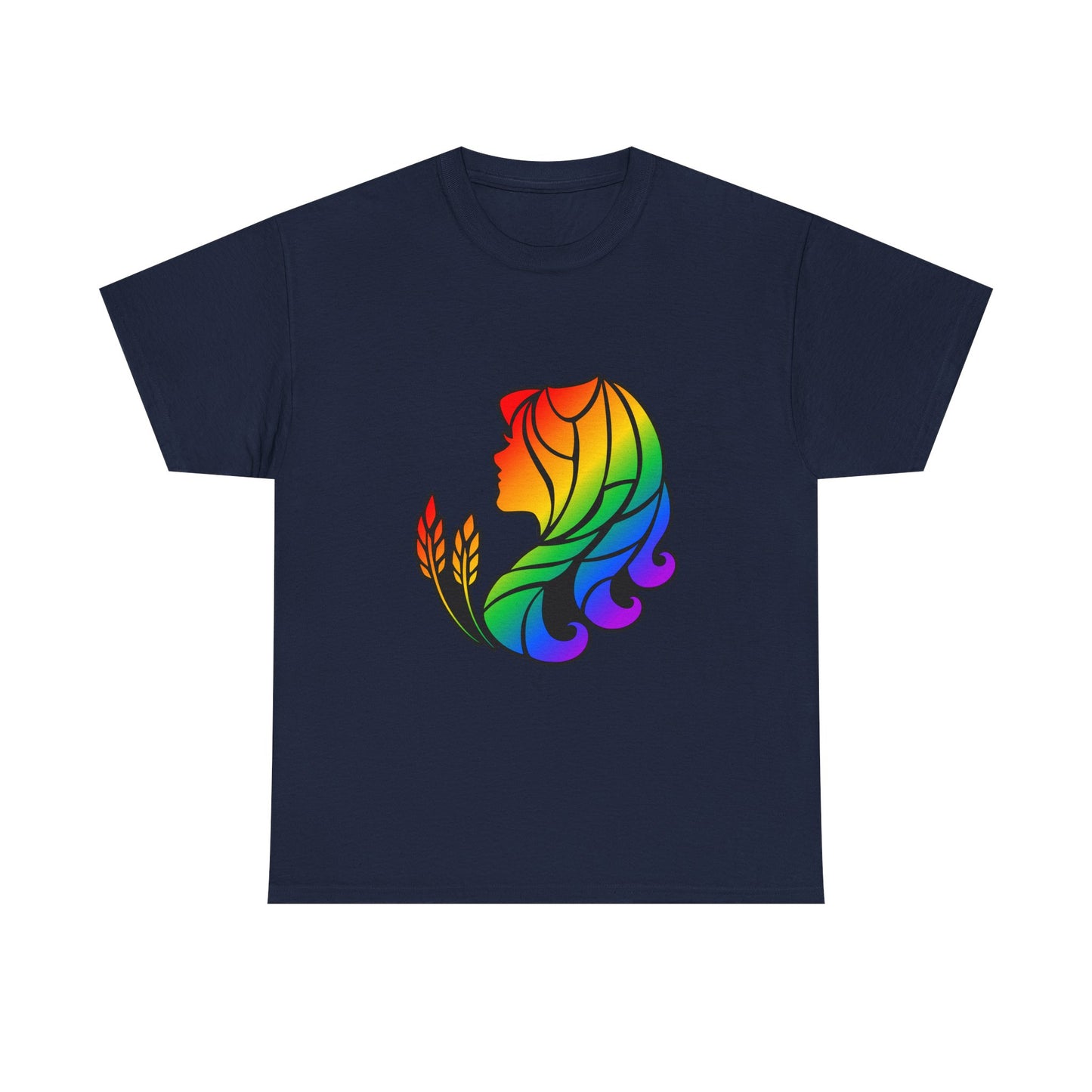 Virgo Zodiac Heavy Cotton Tee | Unisex Astrology Shirt, Classic Rainbow, Image Only