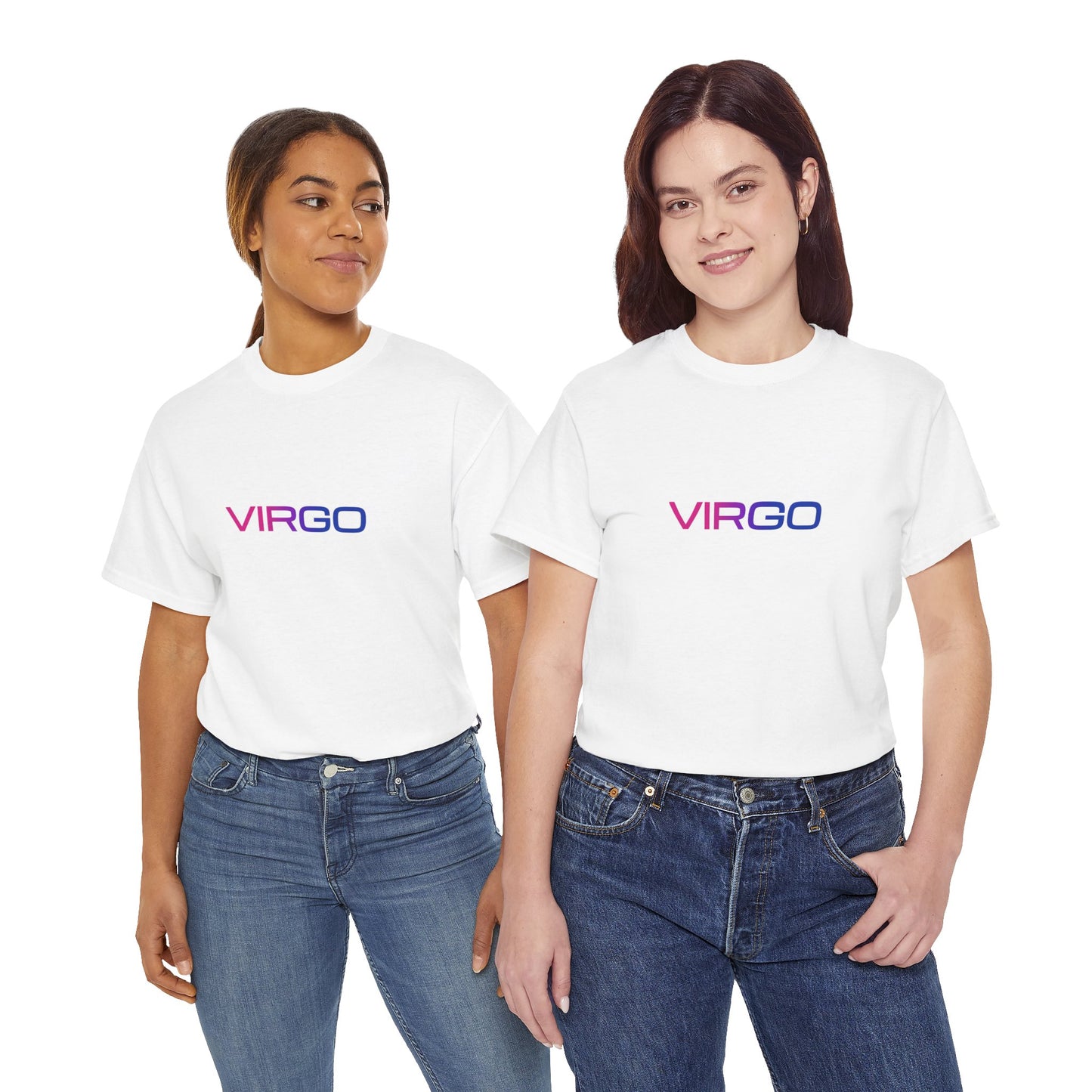 Virgo Zodiac Heavy Cotton Tee | Unisex Astrology Shirt, Bisexual Flag Colors, Text Only