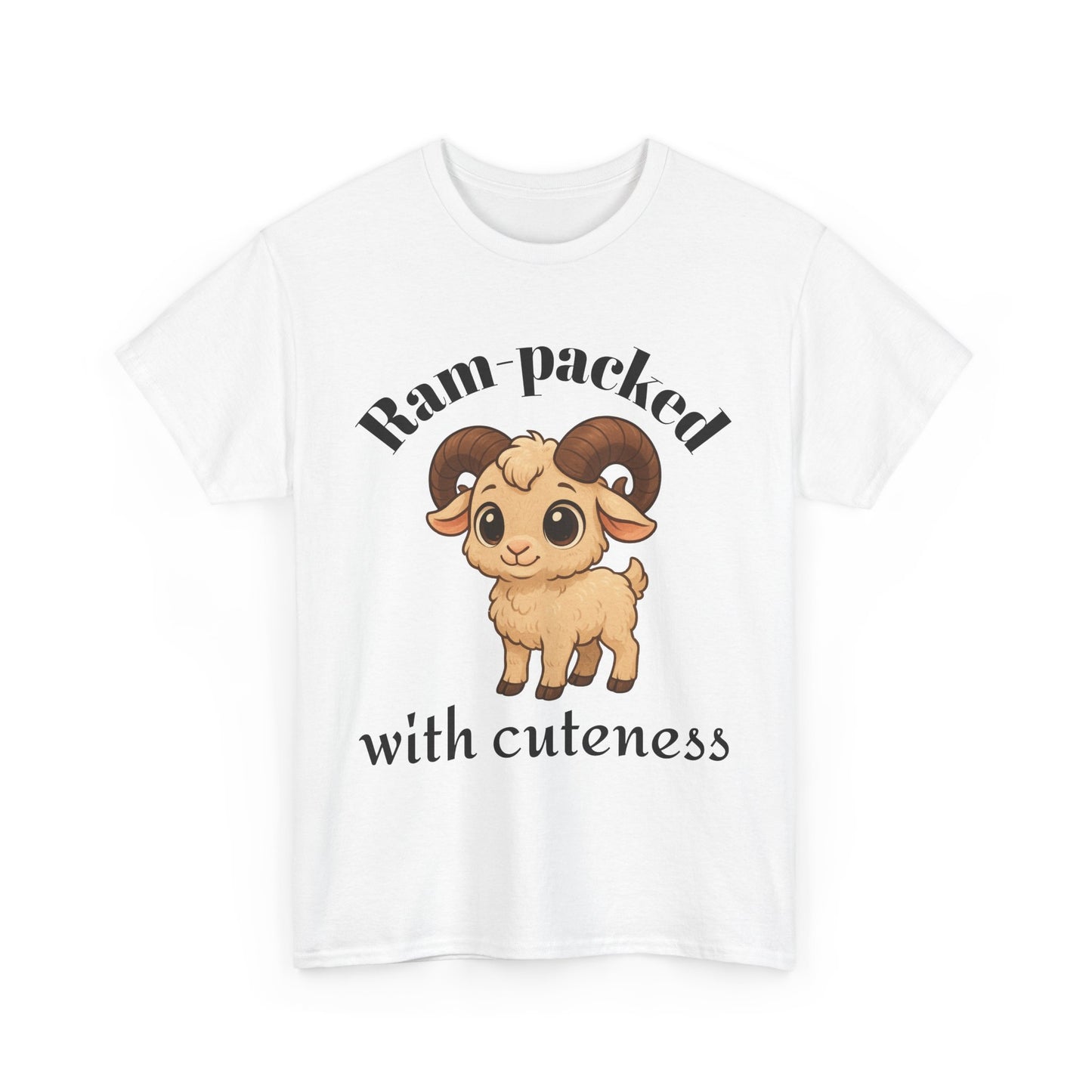 Ram-Packed with Cuteness – Aries Zodiac T-Shirt | Astrology Graphic Tee with Cartoon Ram 🐏