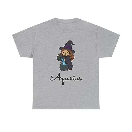 Aquarius Astrology T-Shirt – Cute Cartoon Water Bearer Zodiac Graphic Tee