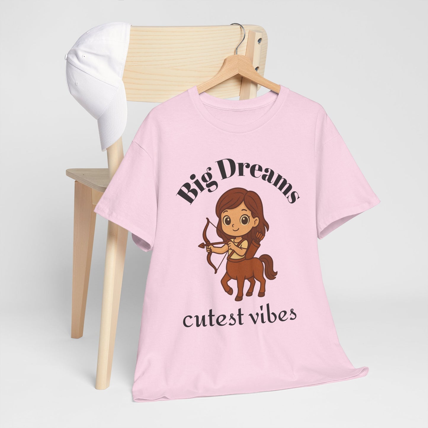 Big Dreams, Cutest Vibes - Adorable Sagittarius Zodiac T-Shirt | Astrology Graphic Tee with Cartoon Centaur
