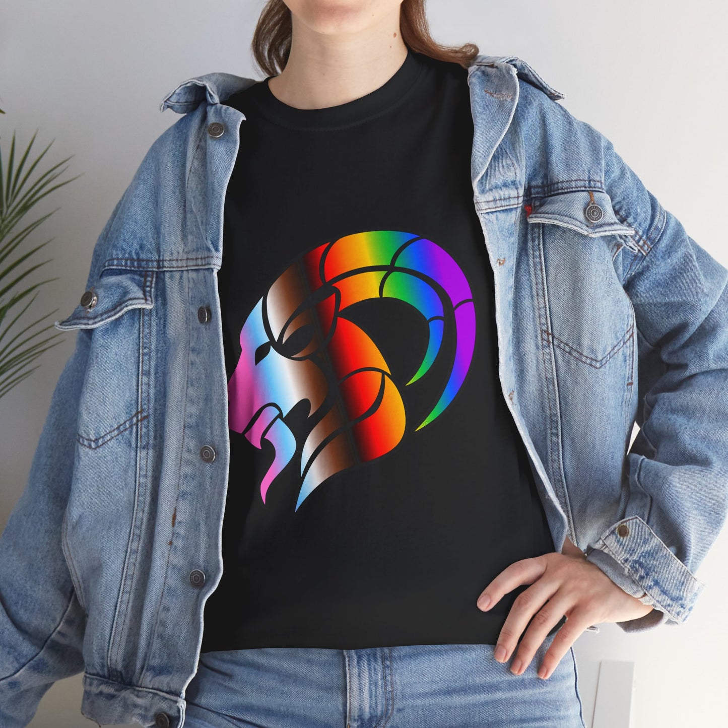 Capricorn Zodiac Heavy Cotton Tee | Unisex Astrology Shirt, Progress Pride Flag Colors, Image Only