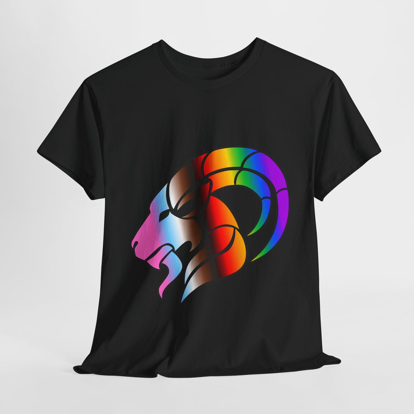 Capricorn Zodiac Heavy Cotton Tee | Unisex Astrology Shirt, Progress Pride Flag Colors, Image Only