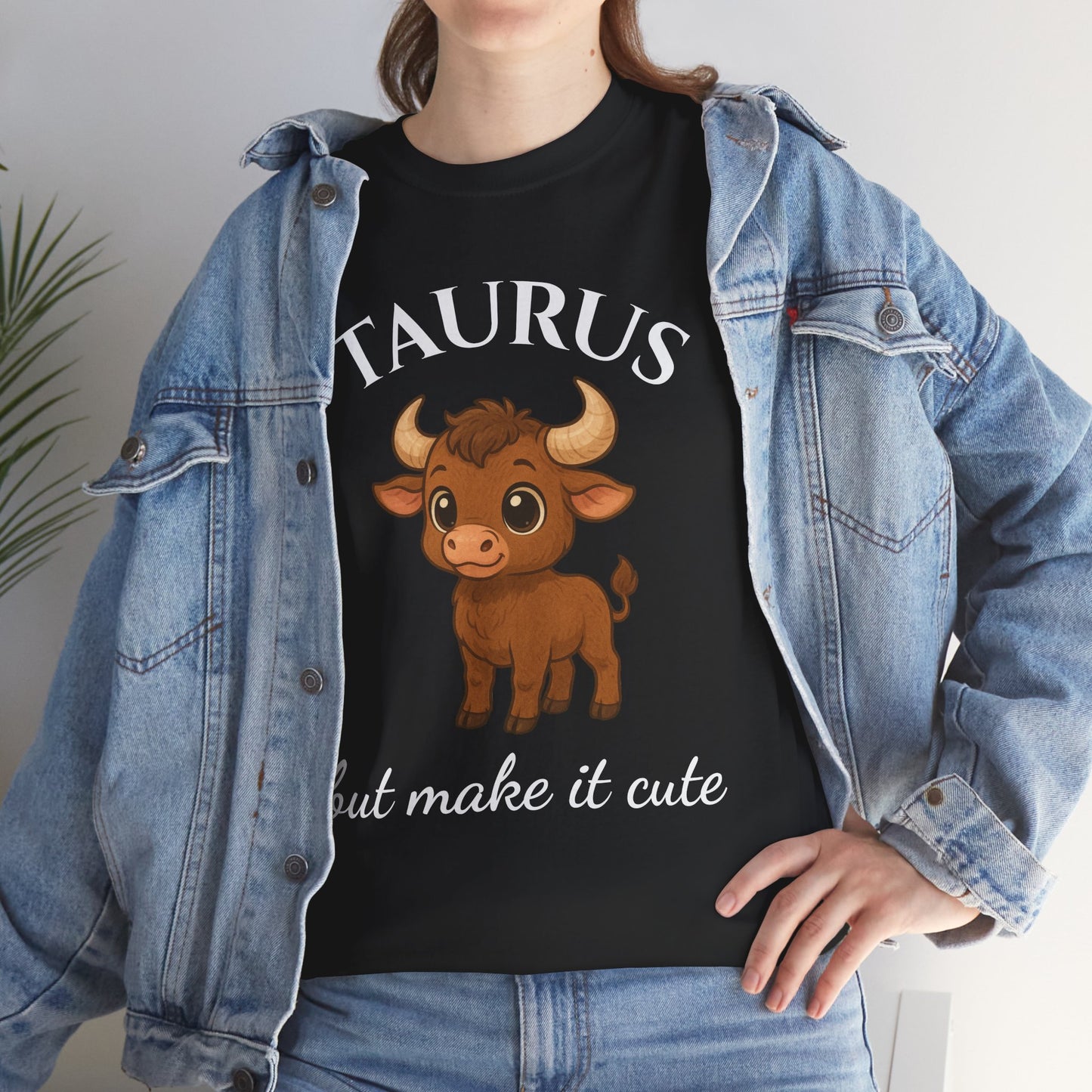 Taurus but Make It Cute – Adorable Taurus Zodiac T-Shirt | Astrology Graphic Tee with Cartoon Bull 🐂