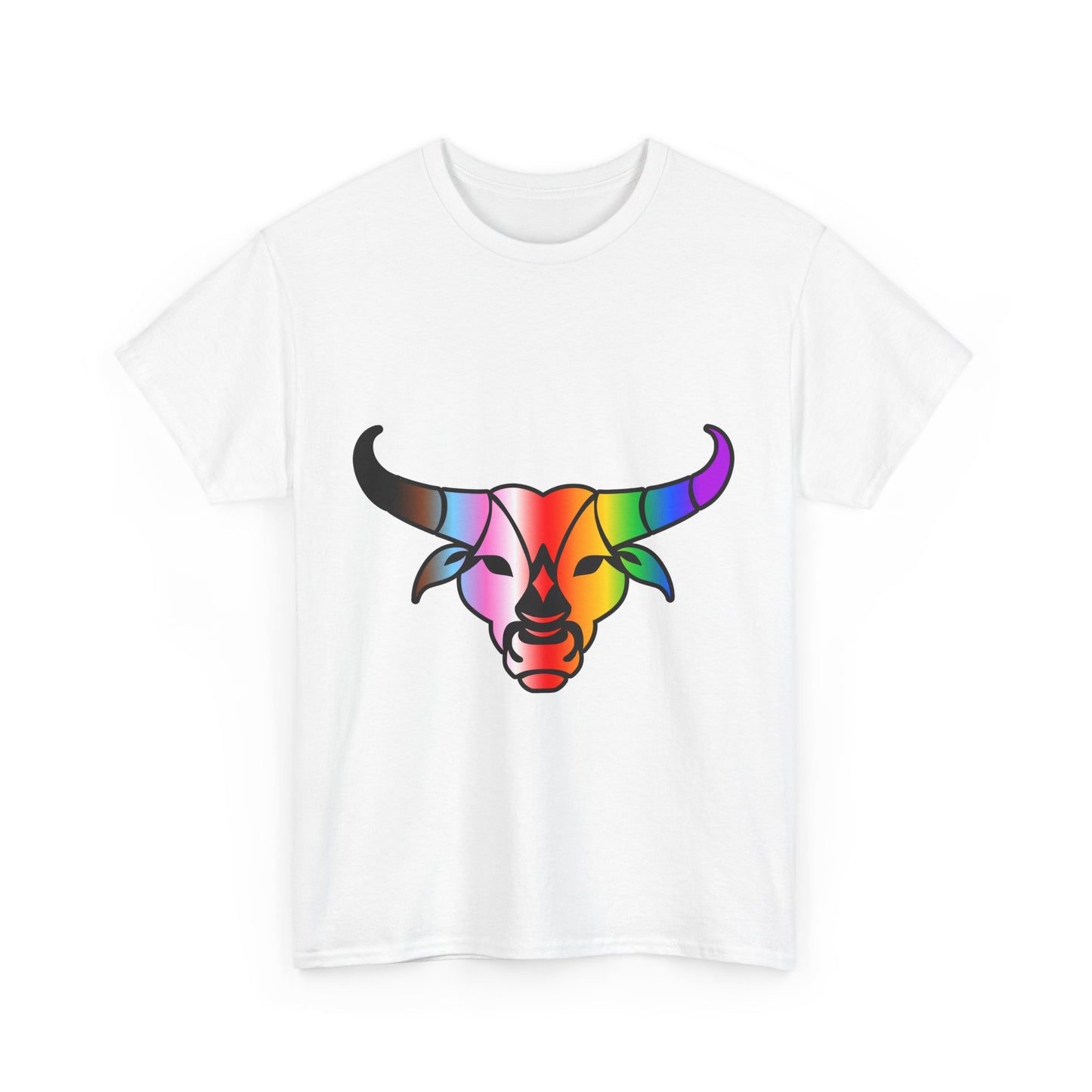 Taurus Zodiac Heavy Cotton Tee | Unisex Astrology Shirt, Progress Pride Flag Colors, Image Only