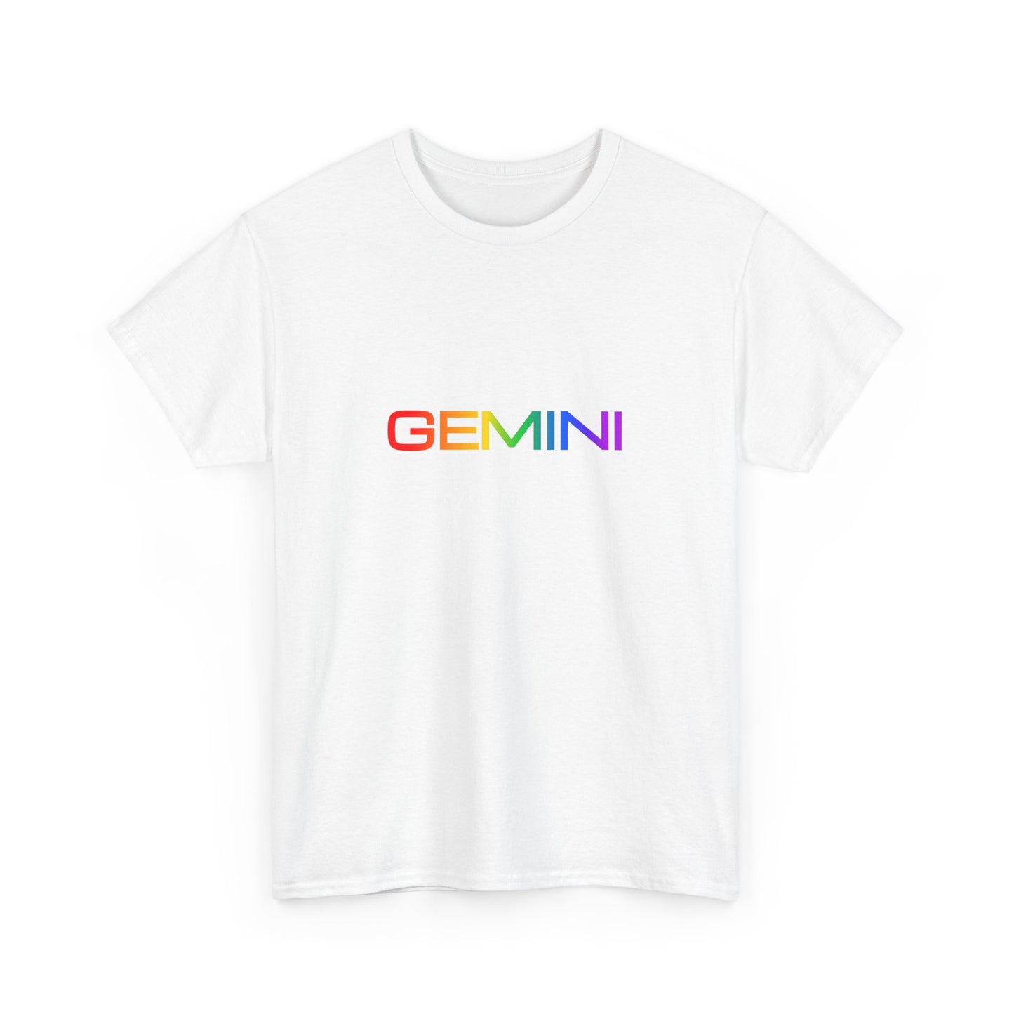Gemini Zodiac Heavy Cotton Tee | Unisex Astrology Shirt, Classic Rainbow, Text Only