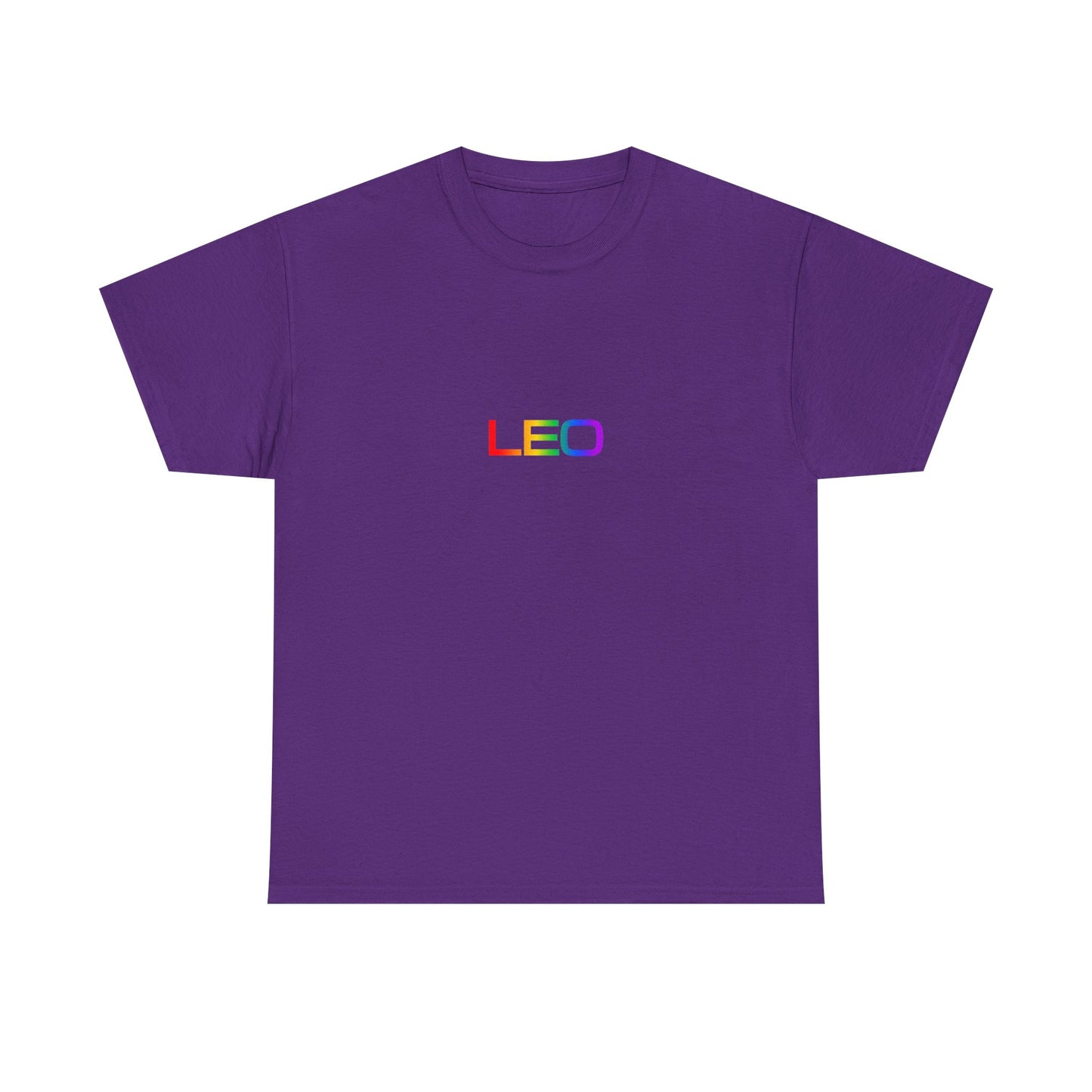 Leo Zodiac Heavy Cotton Tee | Unisex Astrology Shirt, Classic Rainbow, Text Only