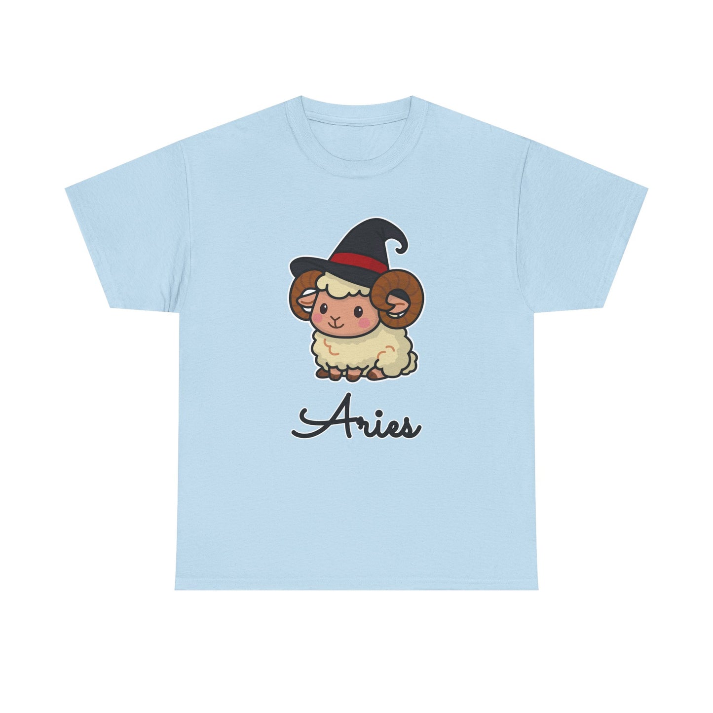 Aries Astrology T-Shirt – Cute Cartoon Ram in Witch Hat Zodiac Graphic Tee
