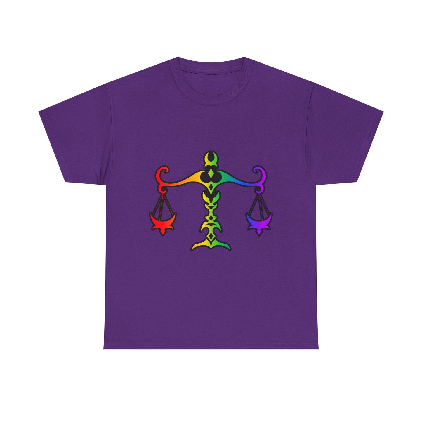 Libra Zodiac Heavy Cotton Tee | Unisex Astrology Shirt, Classic Rainbow, Image Only