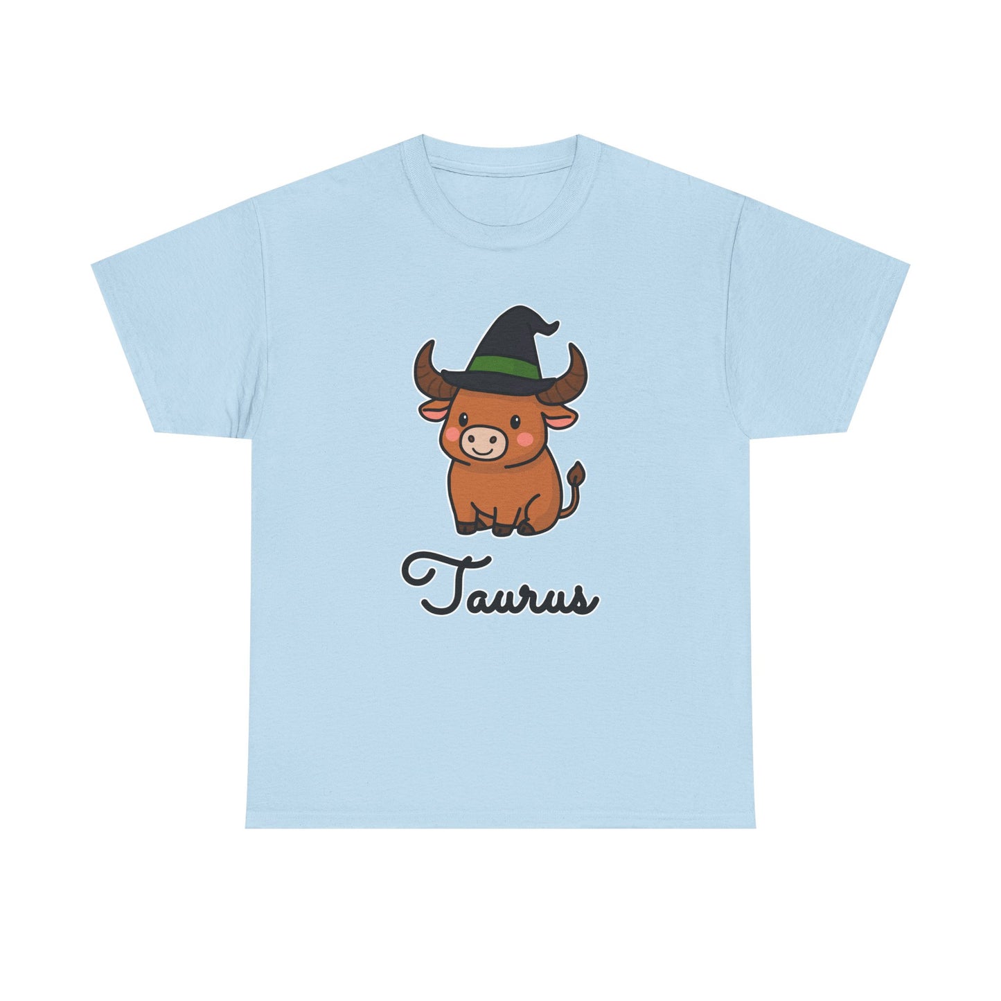 Taurus Astrology T-Shirt – Cute Cartoon Bull in Witch Hat Zodiac Graphic Tee